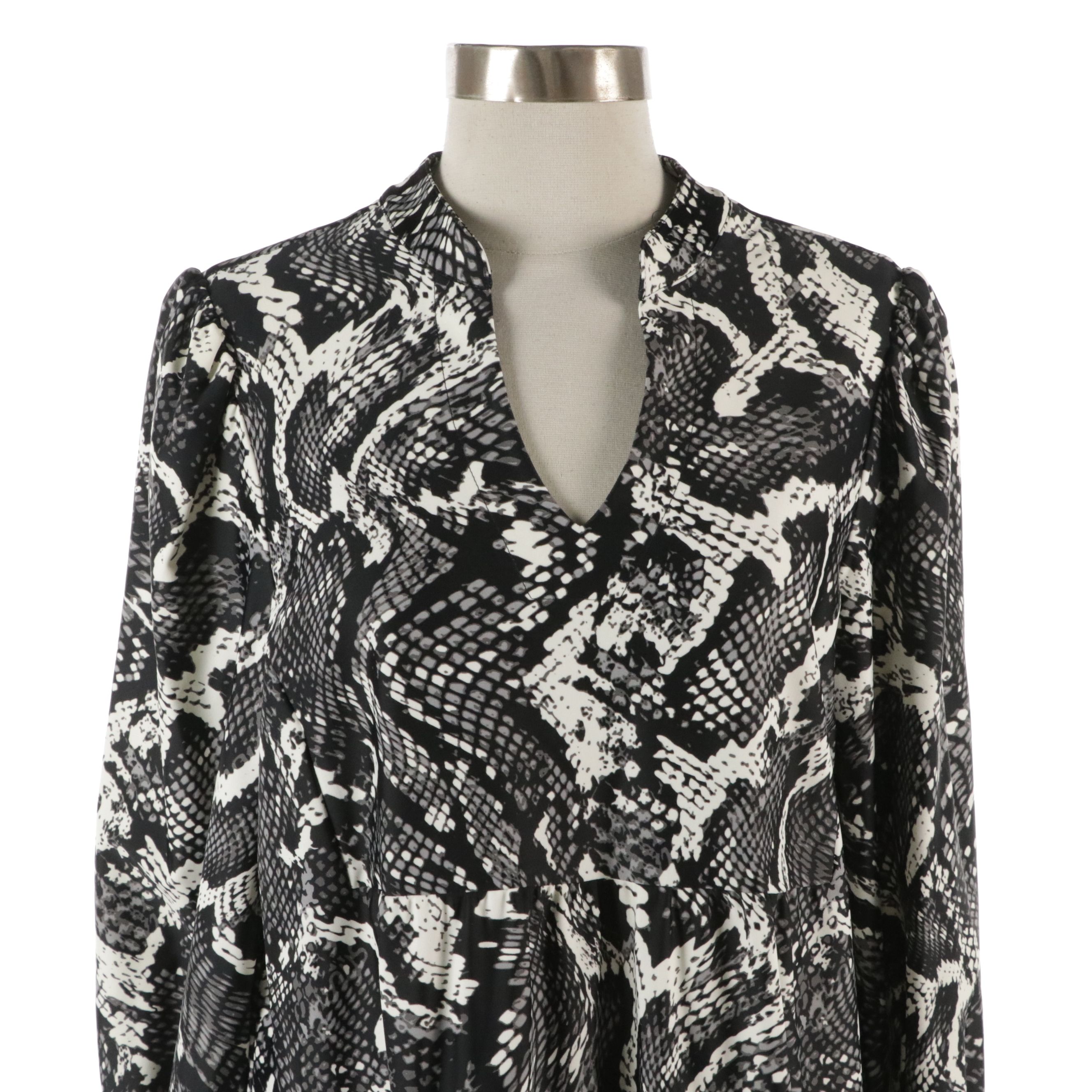 Jude Connally "Cecilia" Faux Leather Midi Dress and "Tammi" Python Print Dress