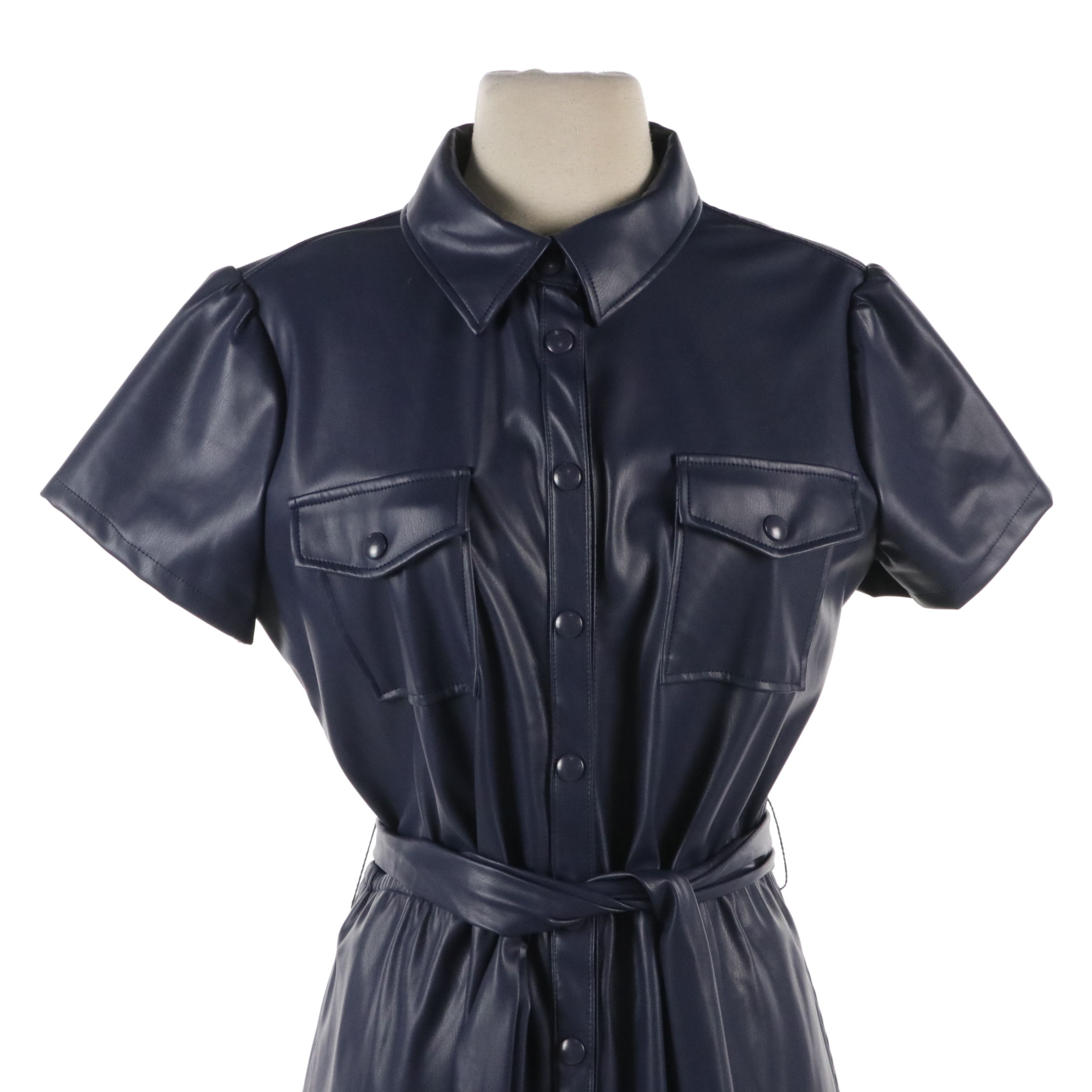 Jude Connally "Cecilia" Faux Leather Midi Dress and "Tammi" Python Print Dress