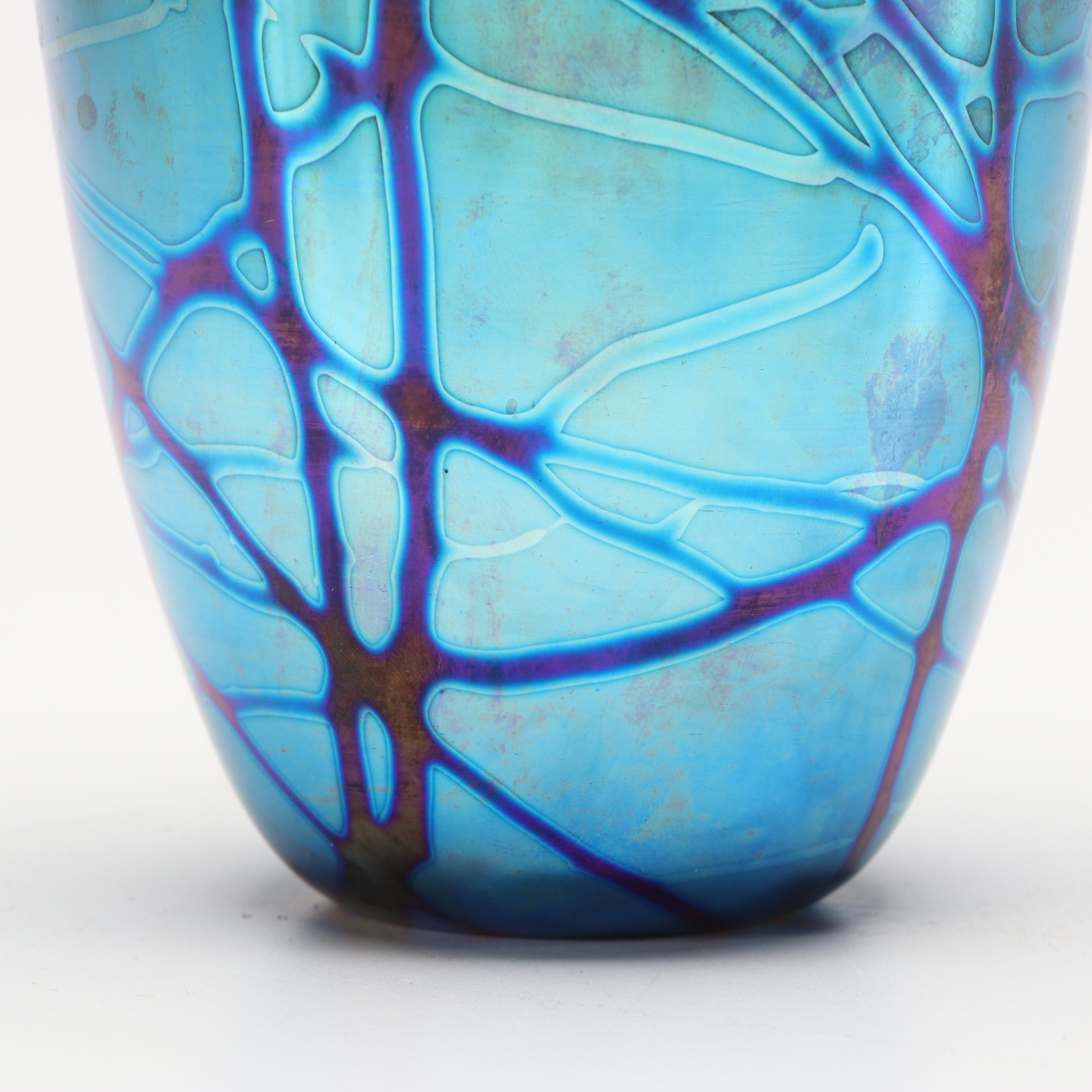 Elaine Hyde Iridescent Glass Vase, 1994