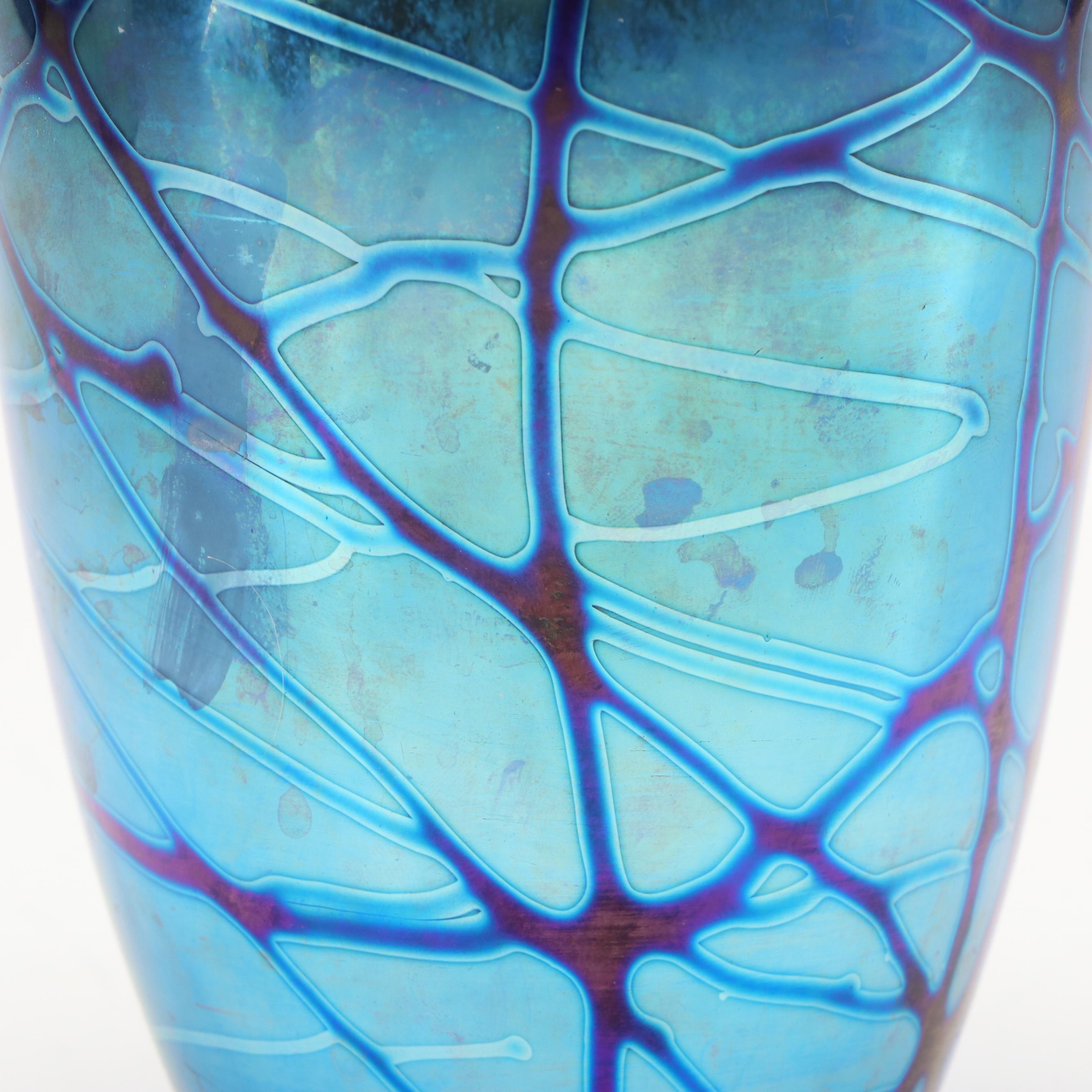 Elaine Hyde Iridescent Glass Vase, 1994