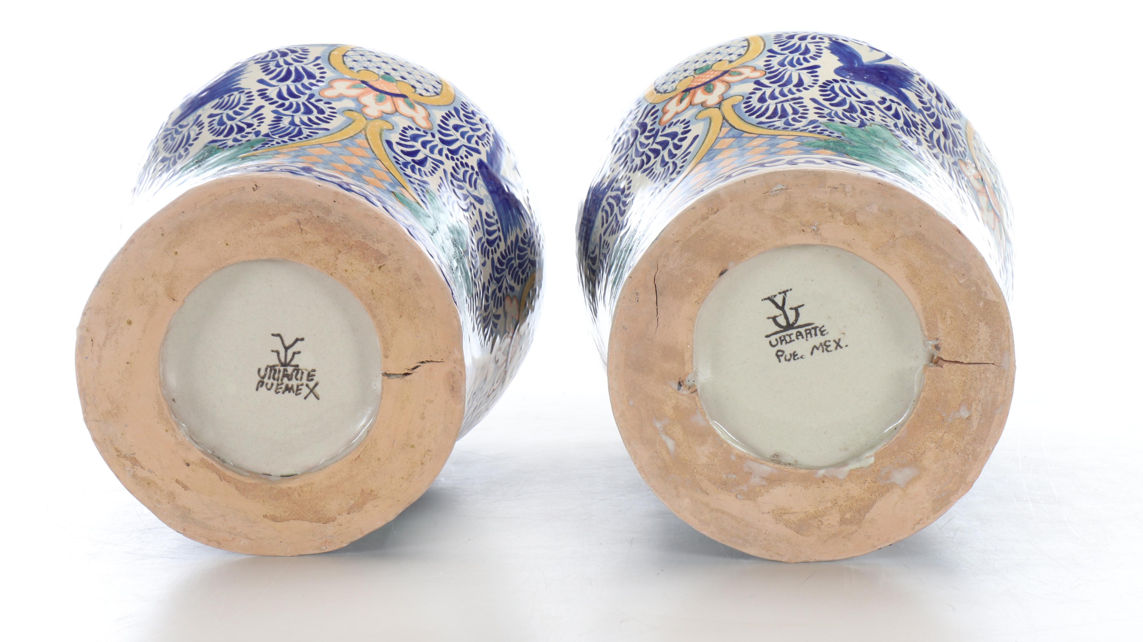 Pair of Mexican Talavera Tibores