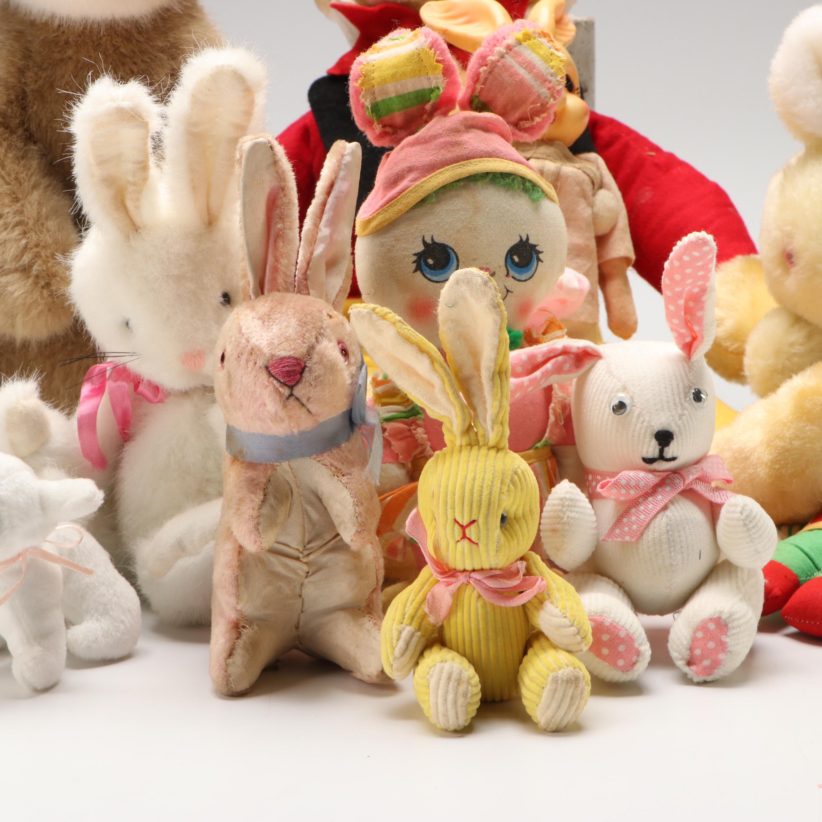 Vintage Stuffed Toy Bunnies and Lambs