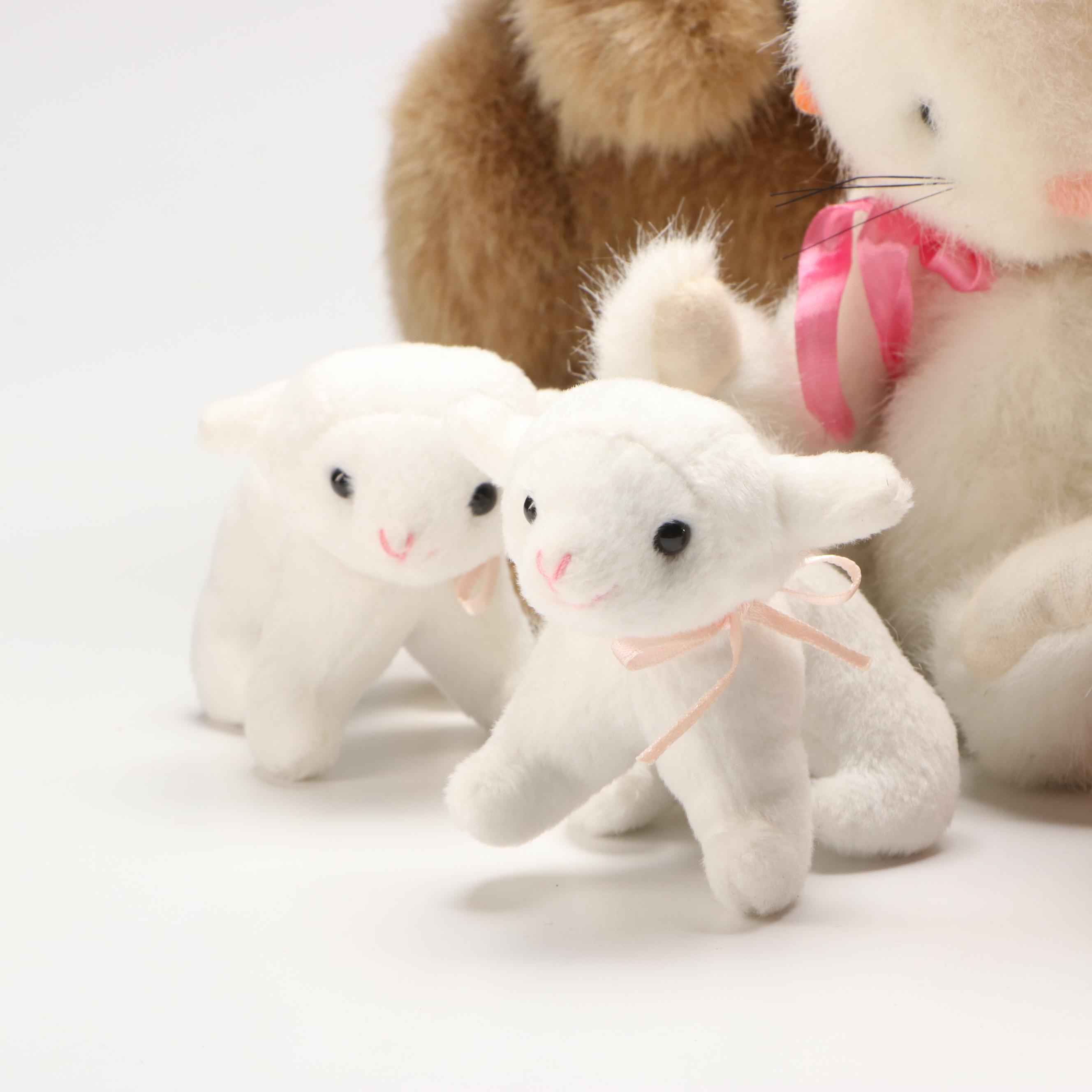 Vintage Stuffed Toy Bunnies and Lambs