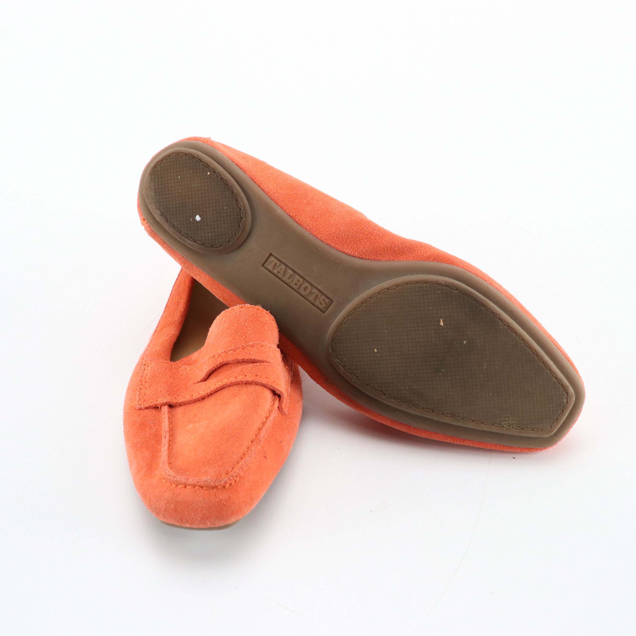 Talbots Flats/Driving Shoes in Orange Suede and Zebra-Stripe Leather