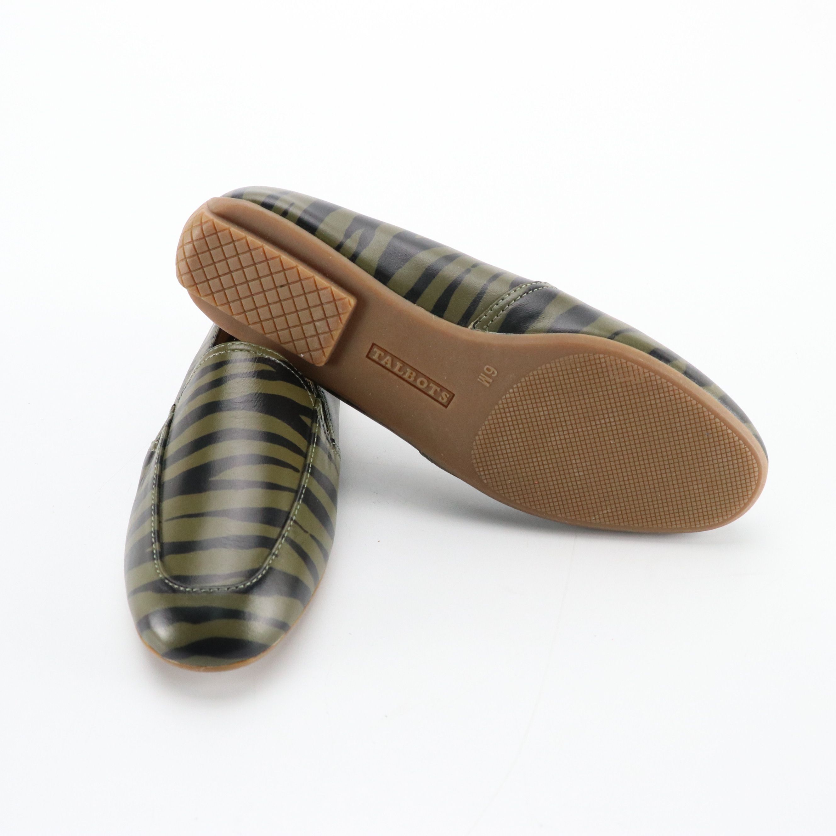 Talbots Flats/Driving Shoes in Orange Suede and Zebra-Stripe Leather