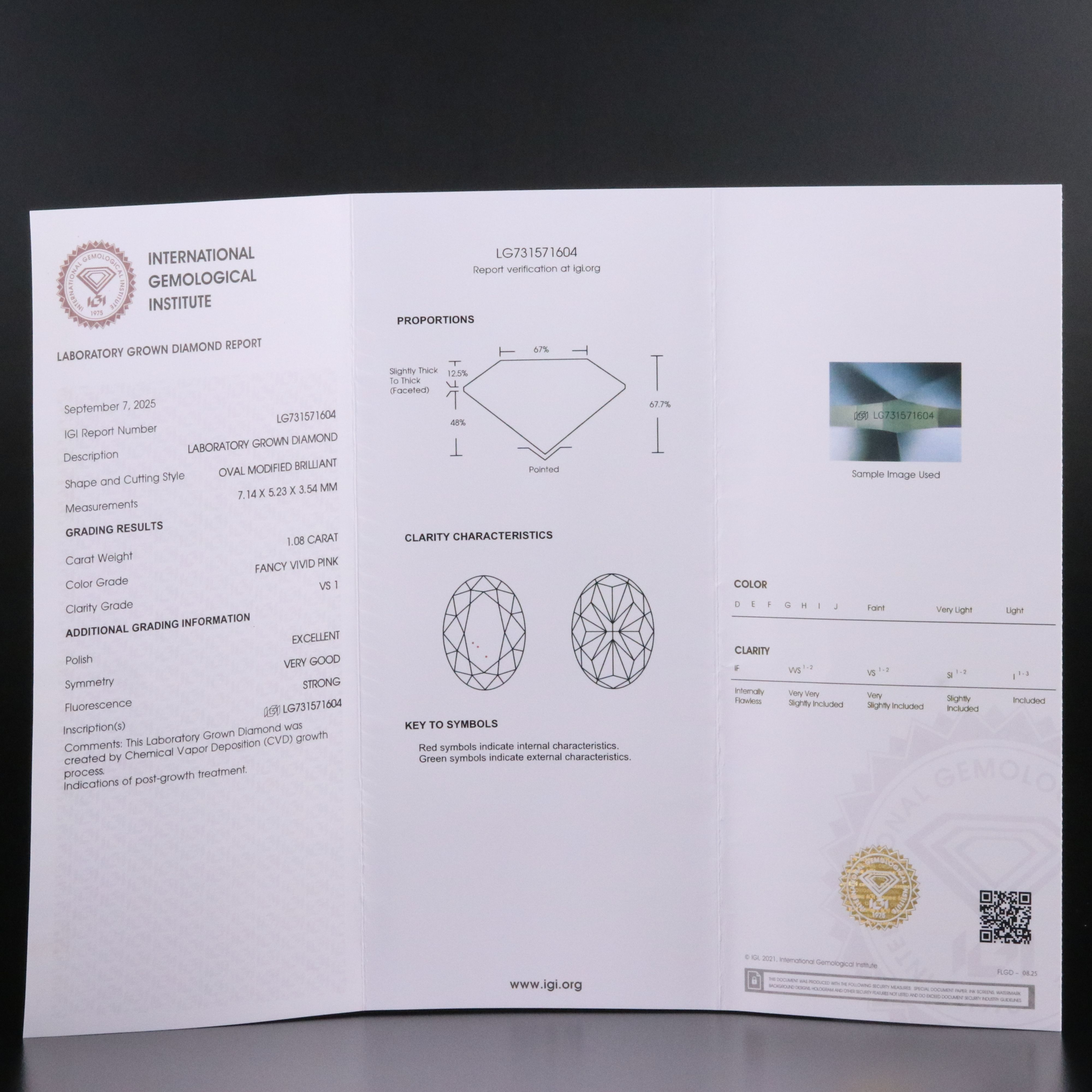 Loose 1.08 CT Lab Grown Fancy Diamond with IGI Report