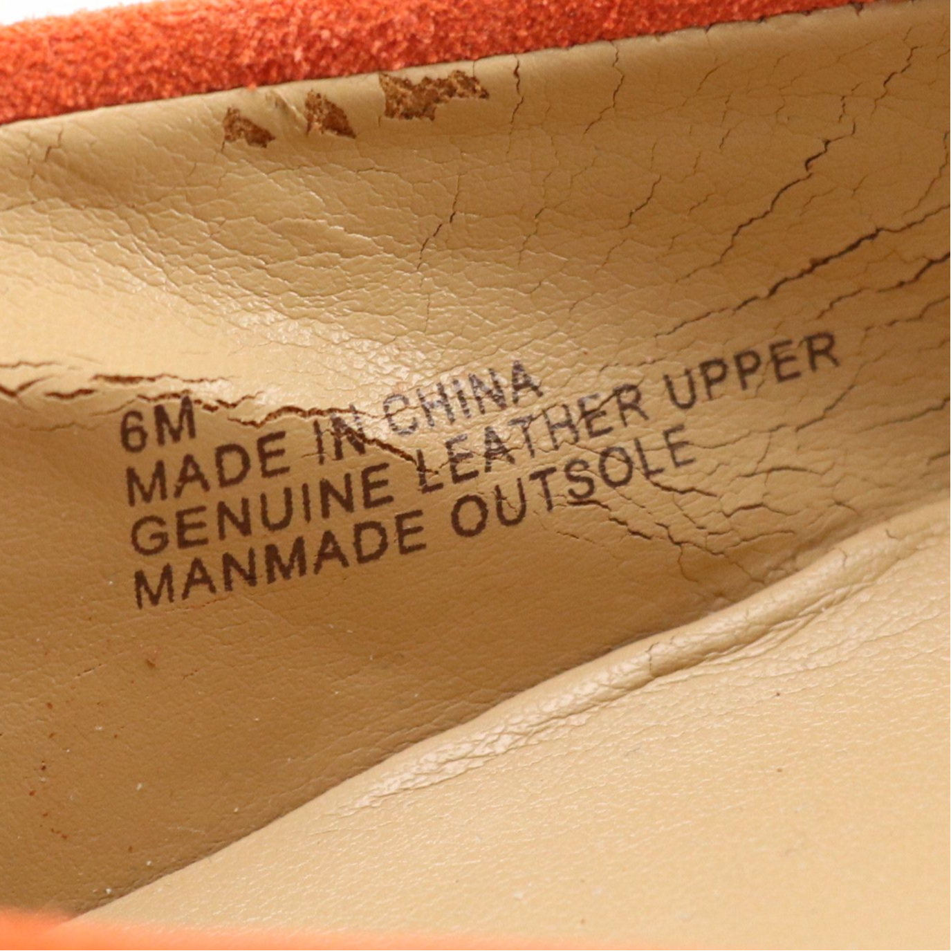 Talbots Flats/Driving Shoes in Orange Suede and Zebra-Stripe Leather