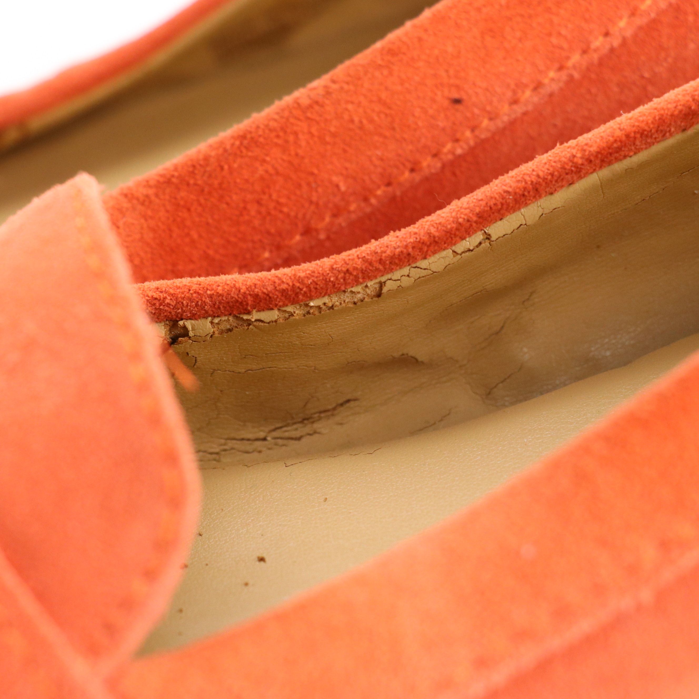 Talbots Flats/Driving Shoes in Orange Suede and Zebra-Stripe Leather