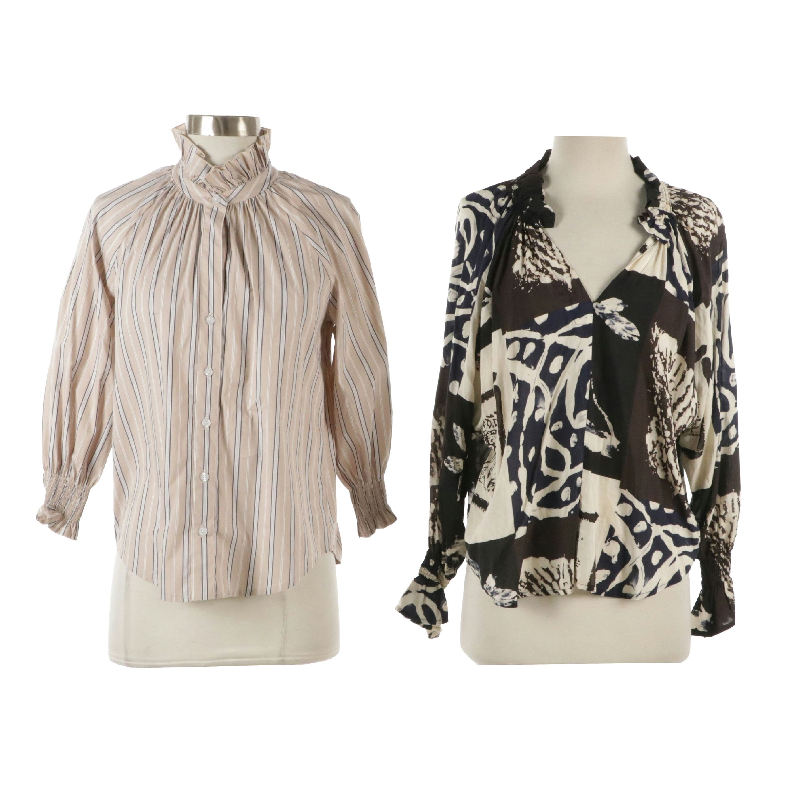 Finley Printed Long Sleeve and Button-Down Blouses, With Tags