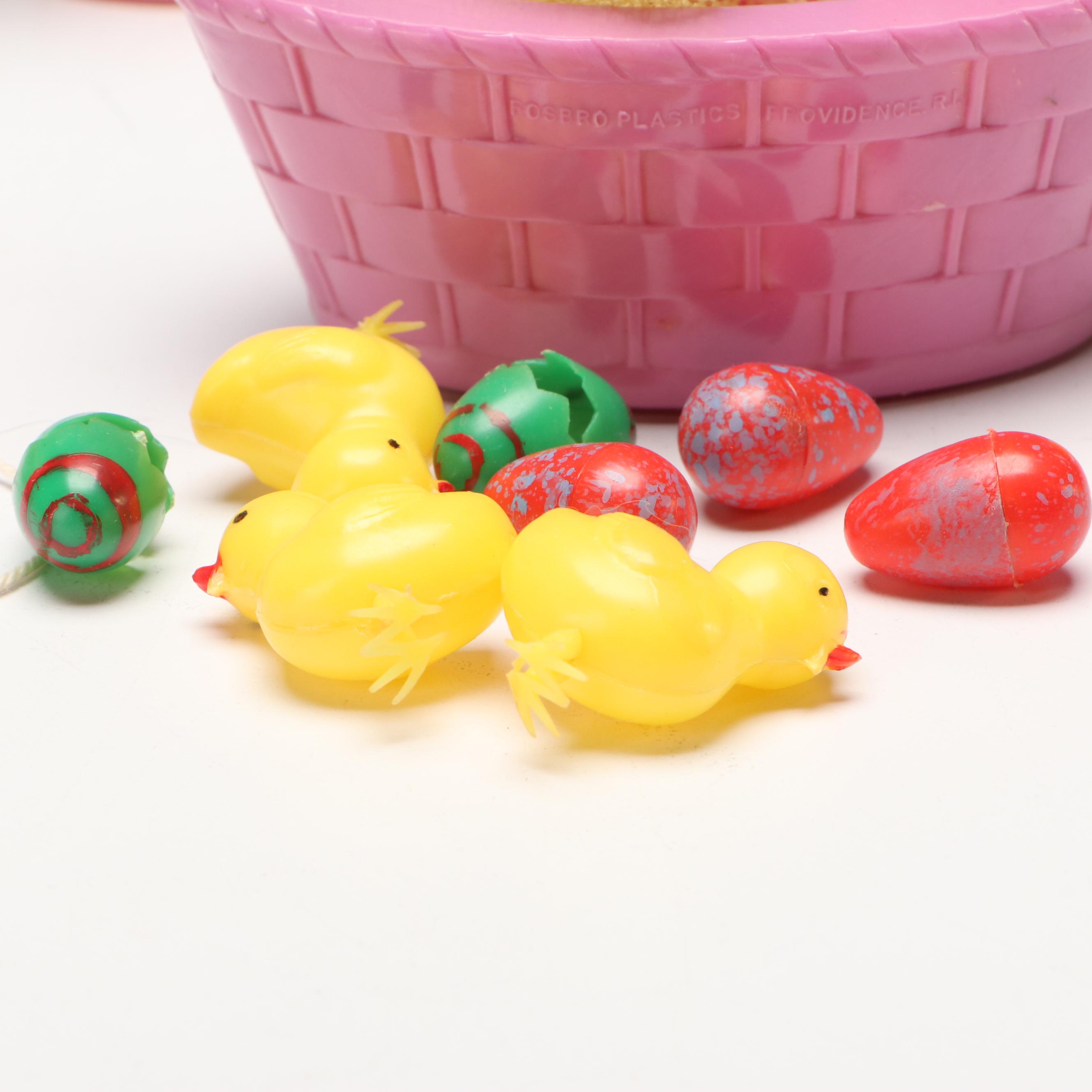 Plastic Easter Bunny Carts, Figurines and Toys, Mid to Late 20th Century