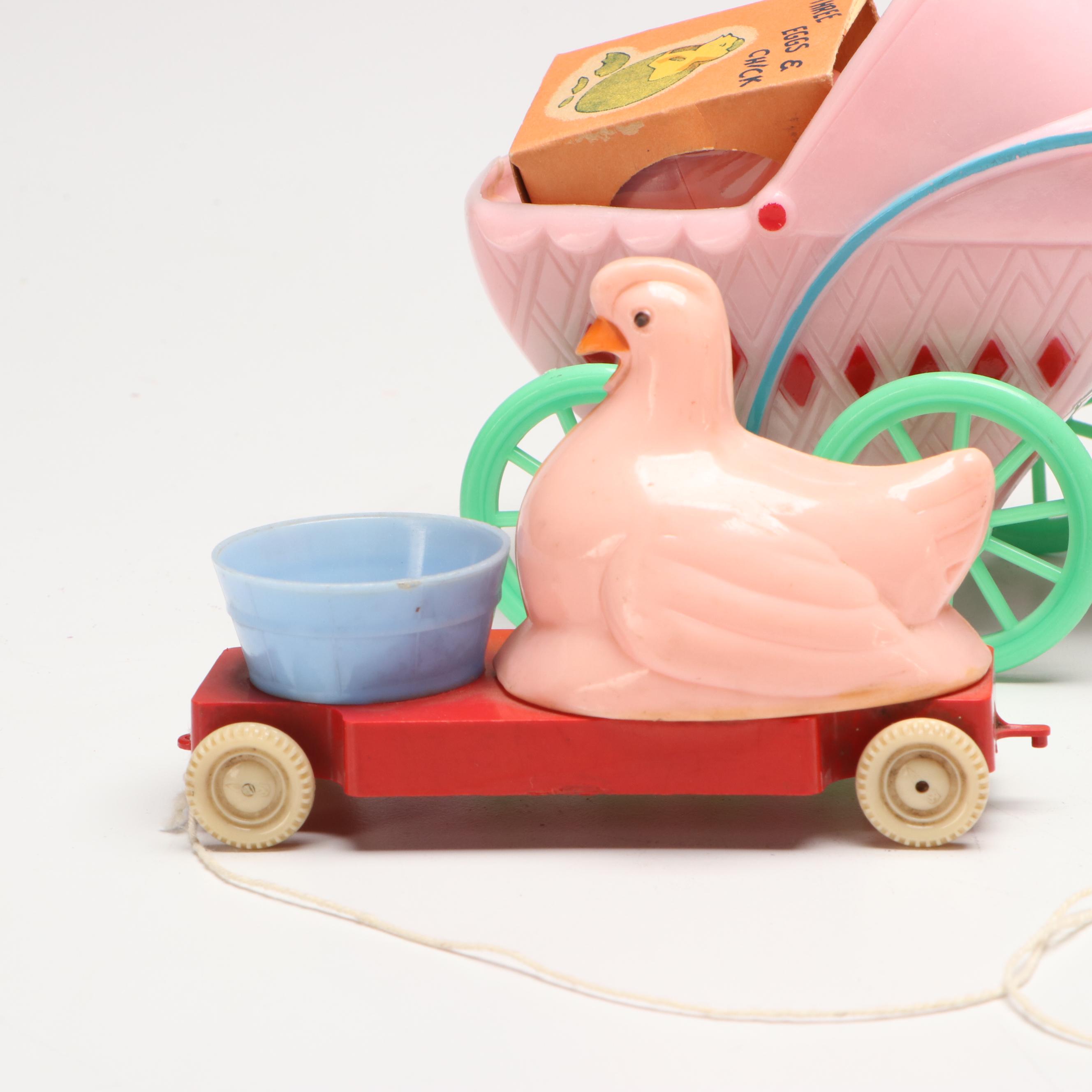 Plastic Easter Bunny Carts, Figurines and Toys, Mid to Late 20th Century