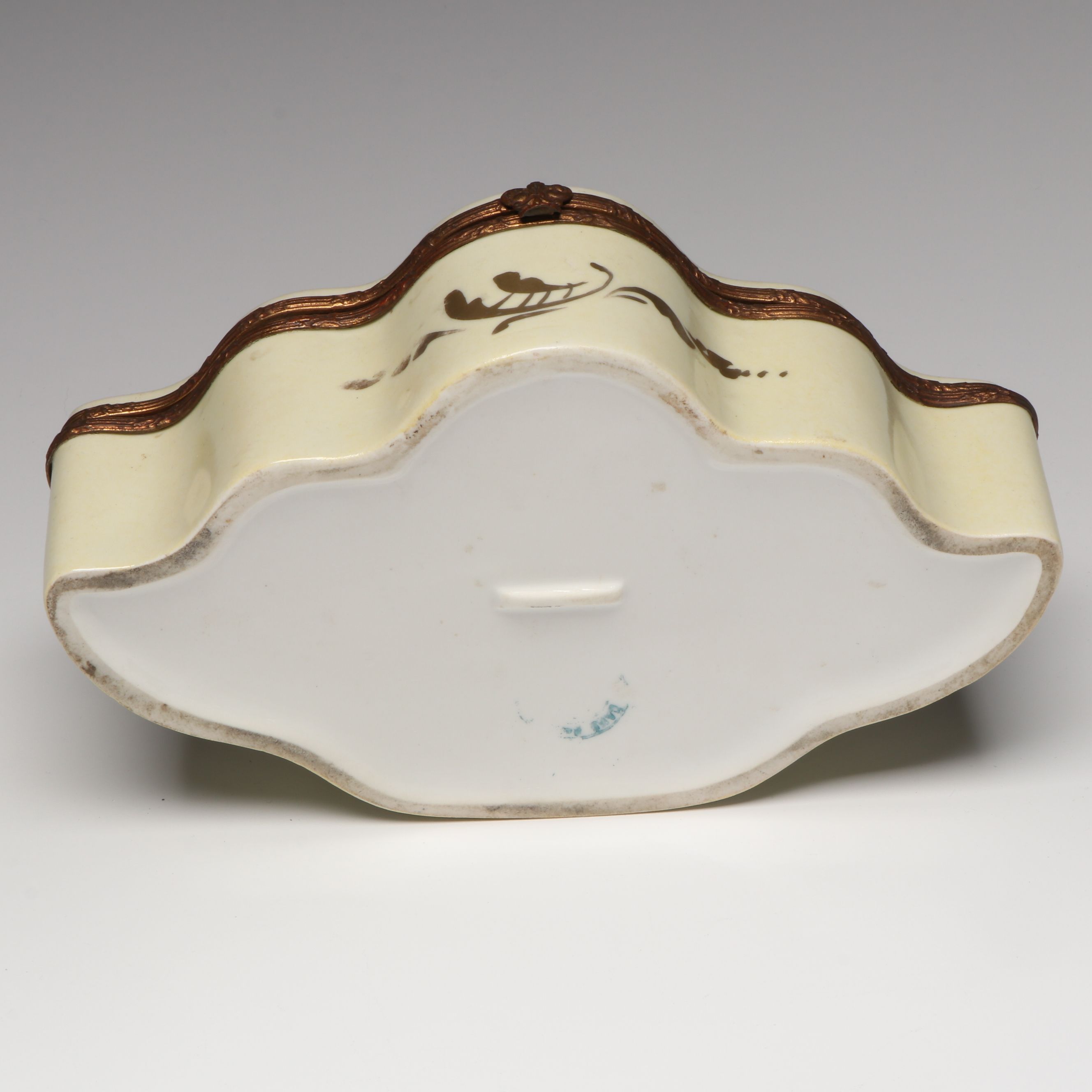 Royal Vienna Style Porcelain Box with Fruit Knives and Other Utensils