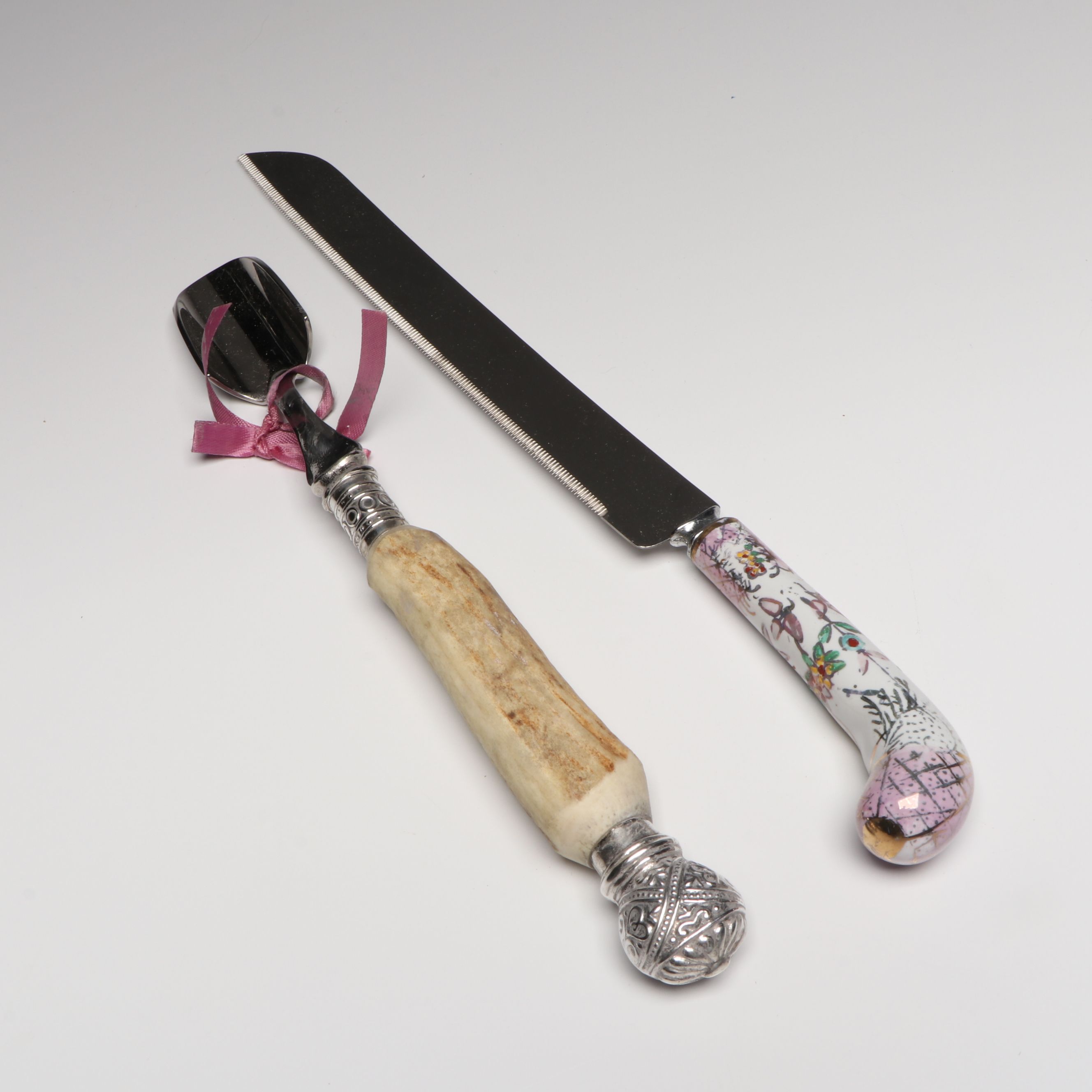 Royal Vienna Style Porcelain Box with Fruit Knives and Other Utensils