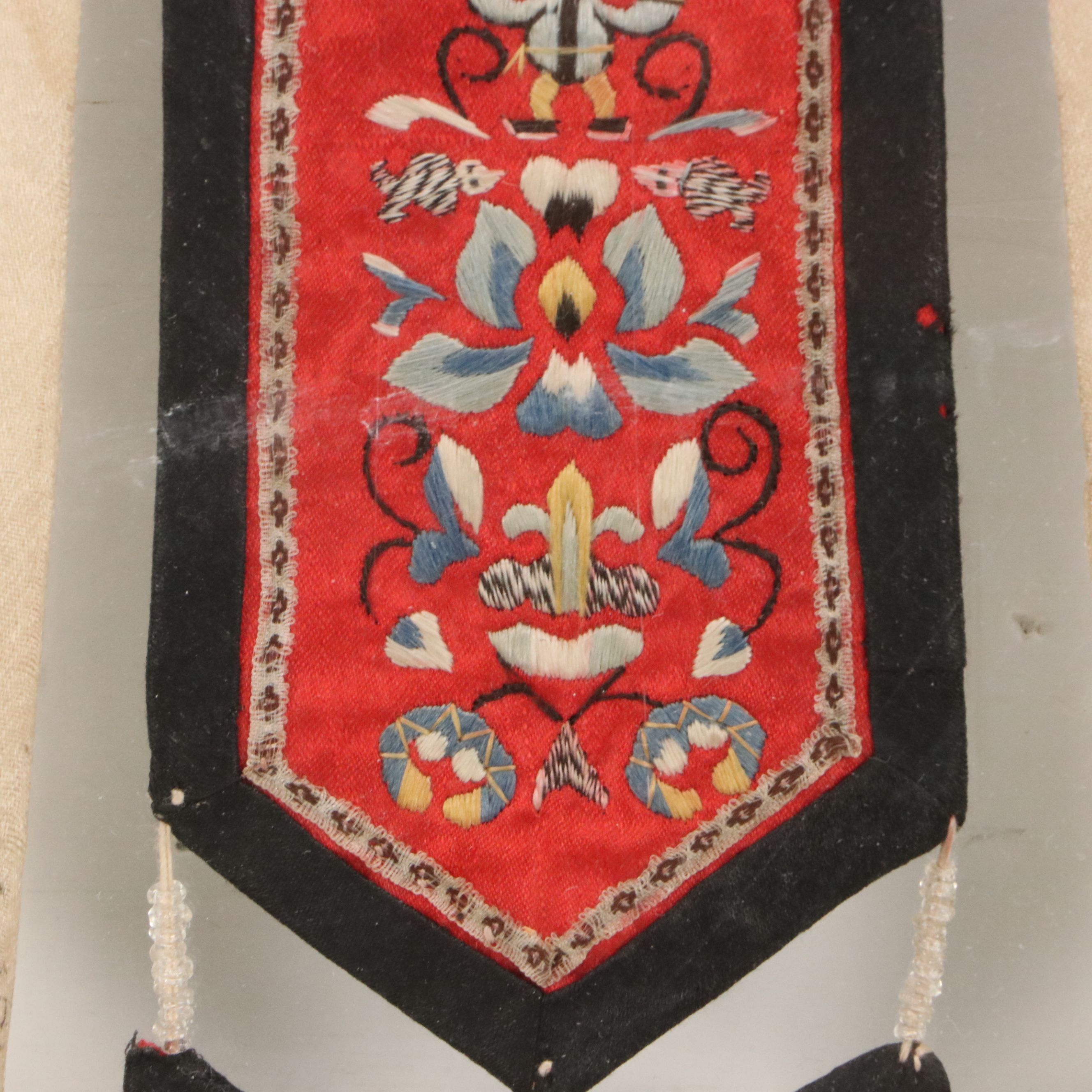 Hand-Embroidered Chinese School Ornamental Textile