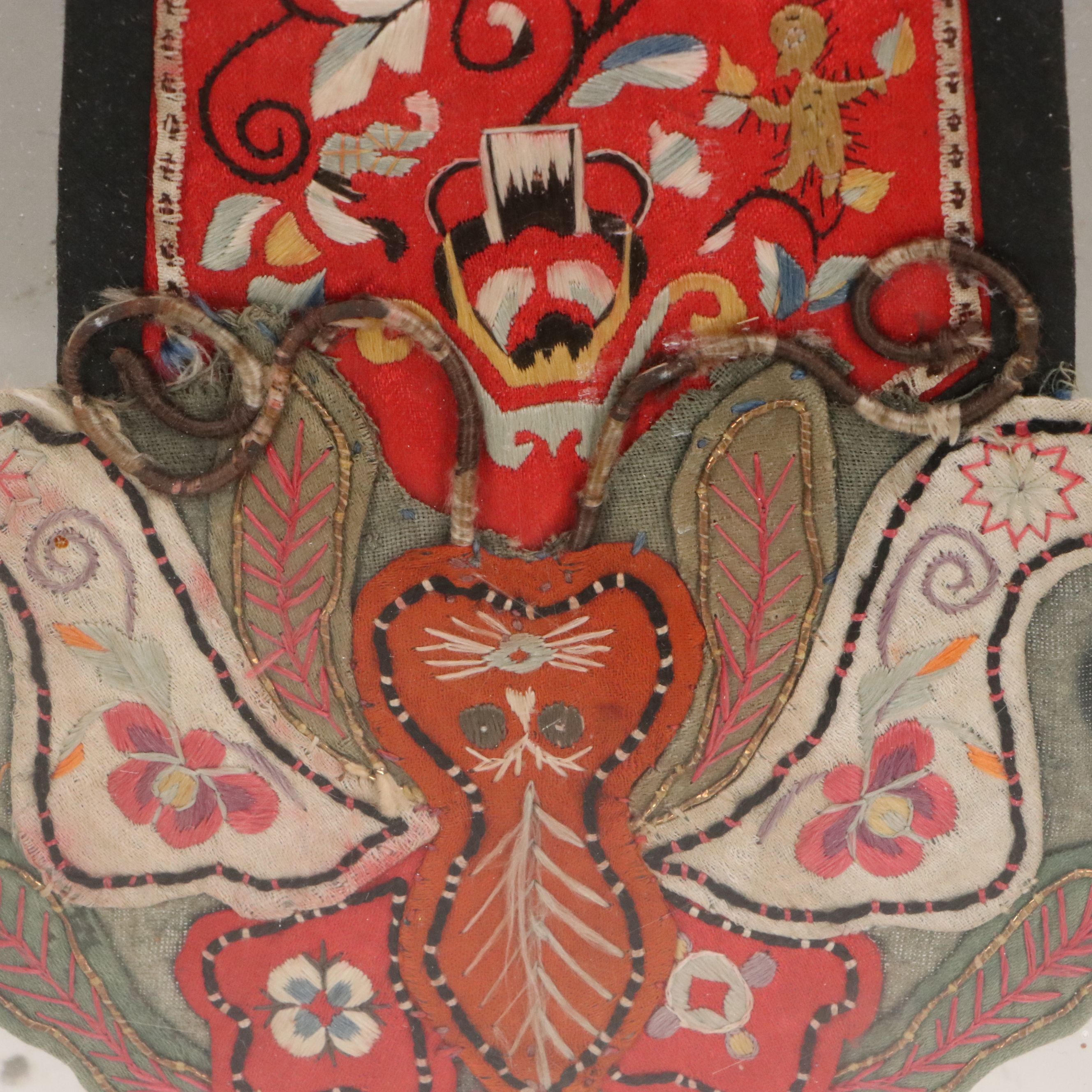 Hand-Embroidered Chinese School Ornamental Textile