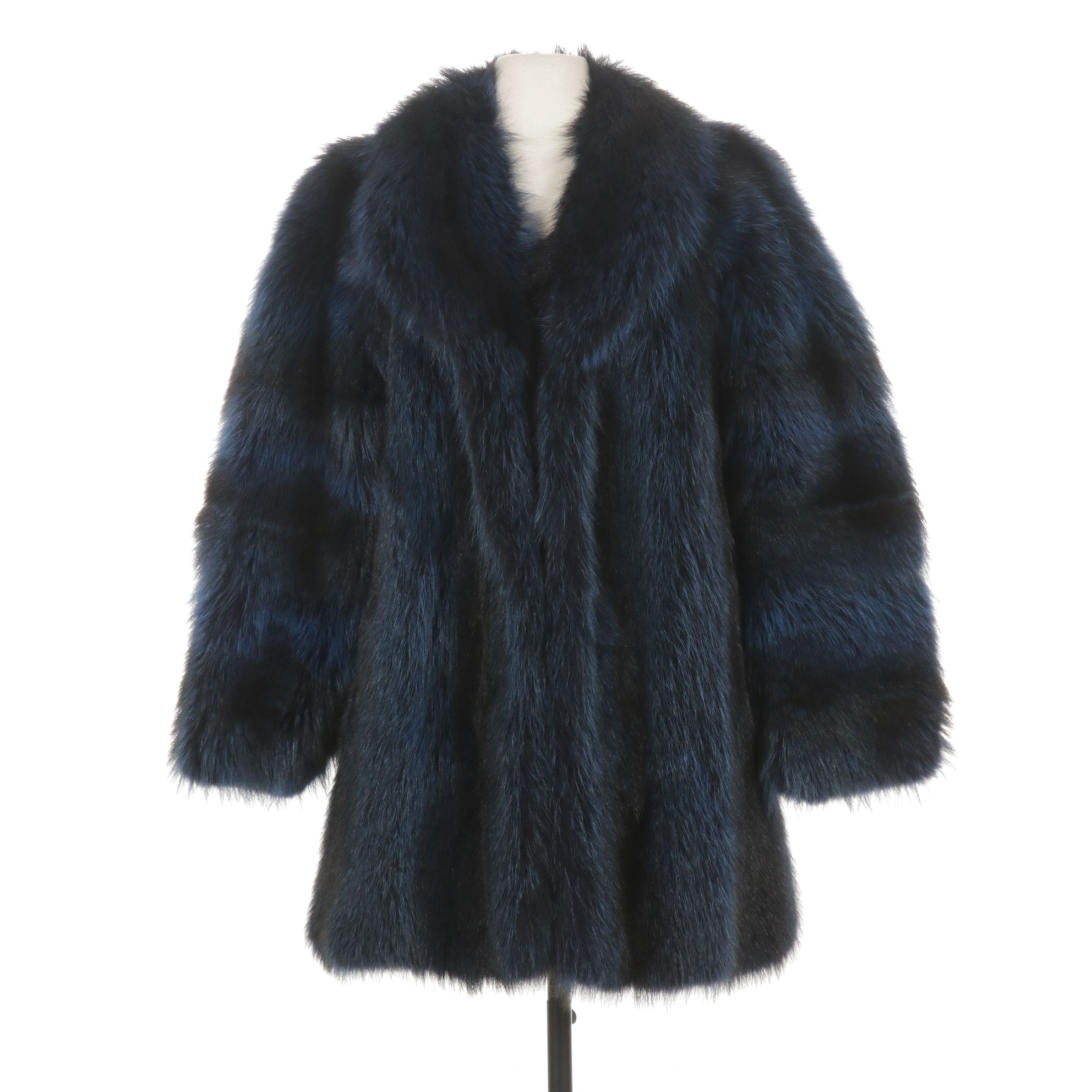 Dyed Electric Blue Raccoon Fur Stroller