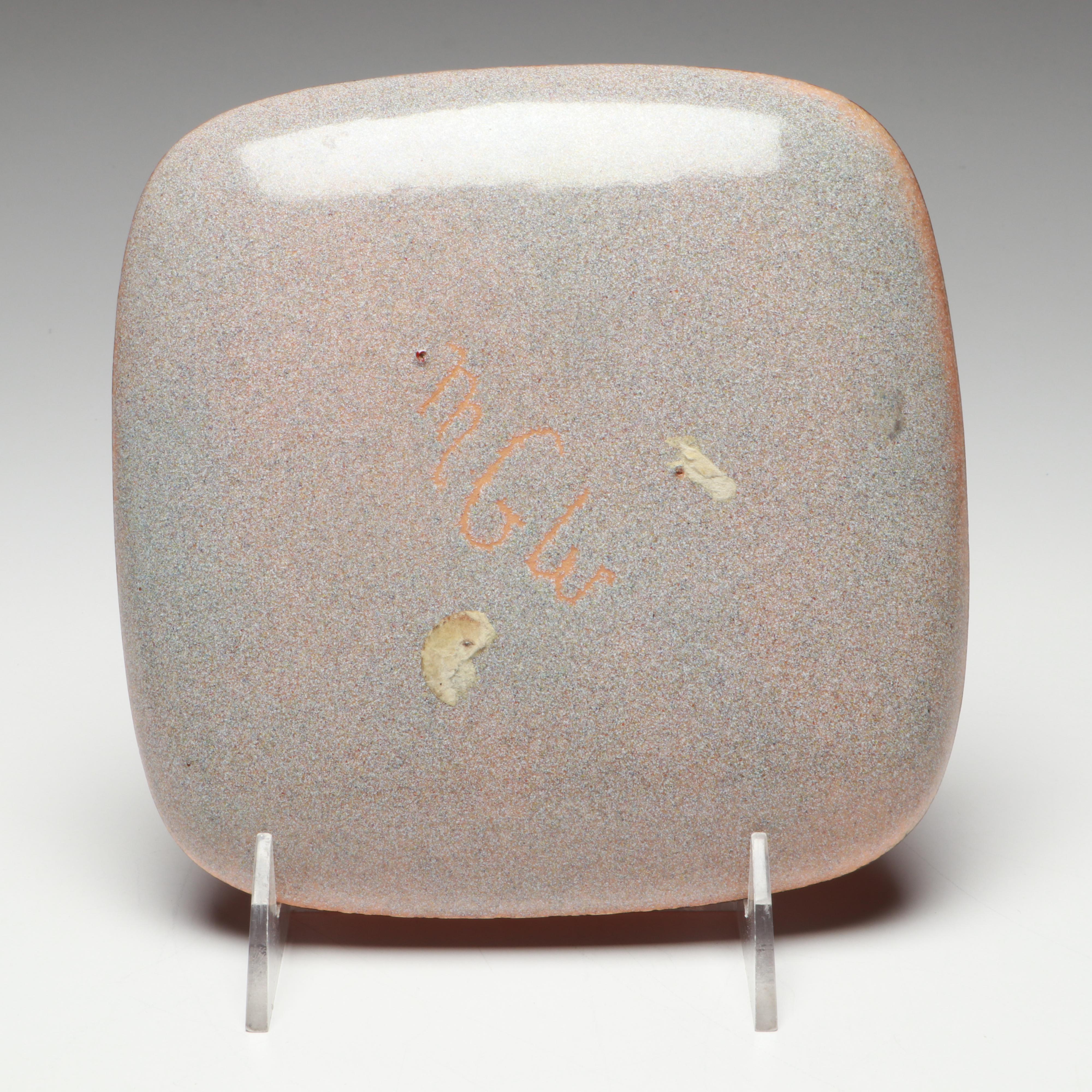 Artist Signed Enamel on Copper Plates with Other Enamel on Metal Bowl