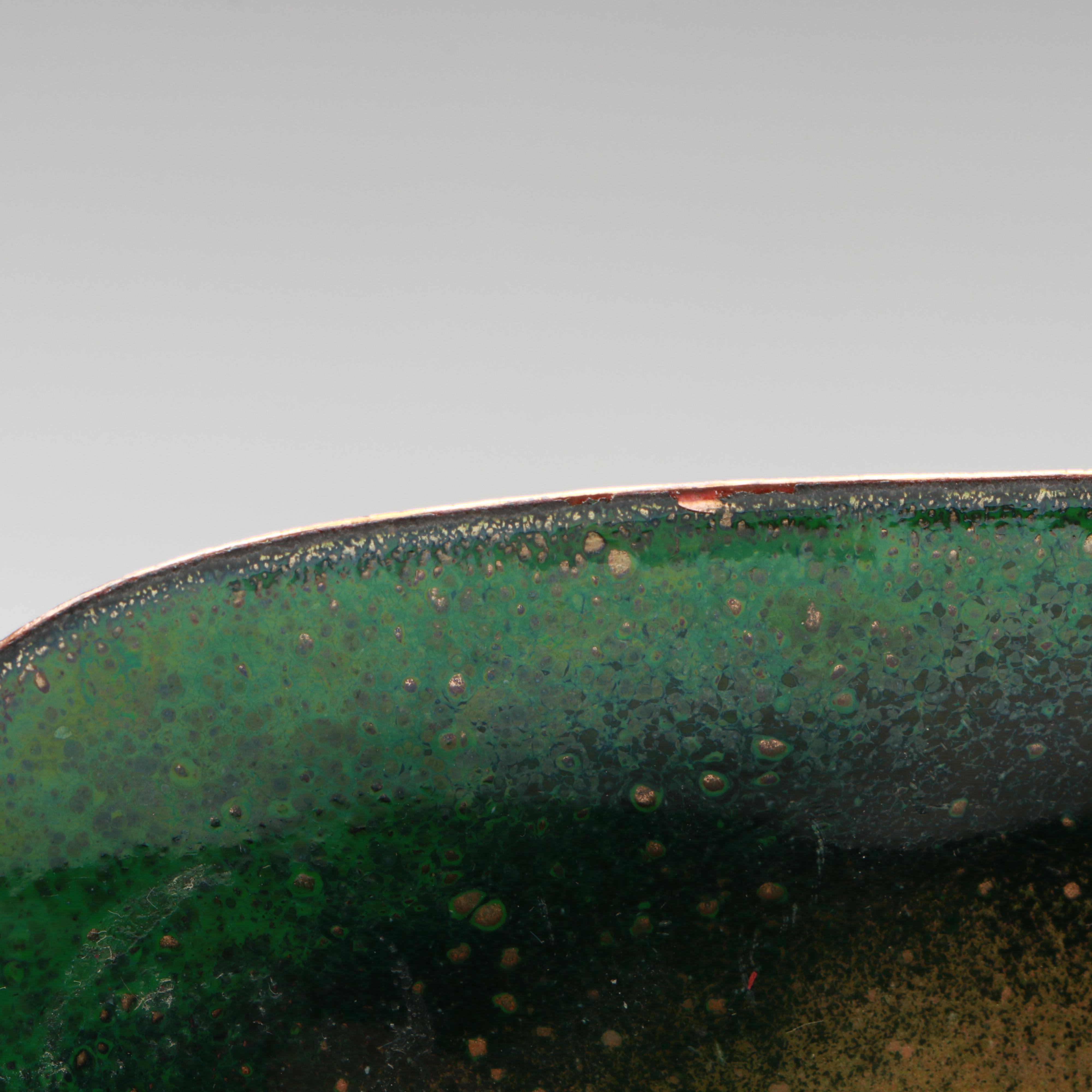 Artist Signed Enamel on Copper Plates with Other Enamel on Metal Bowl