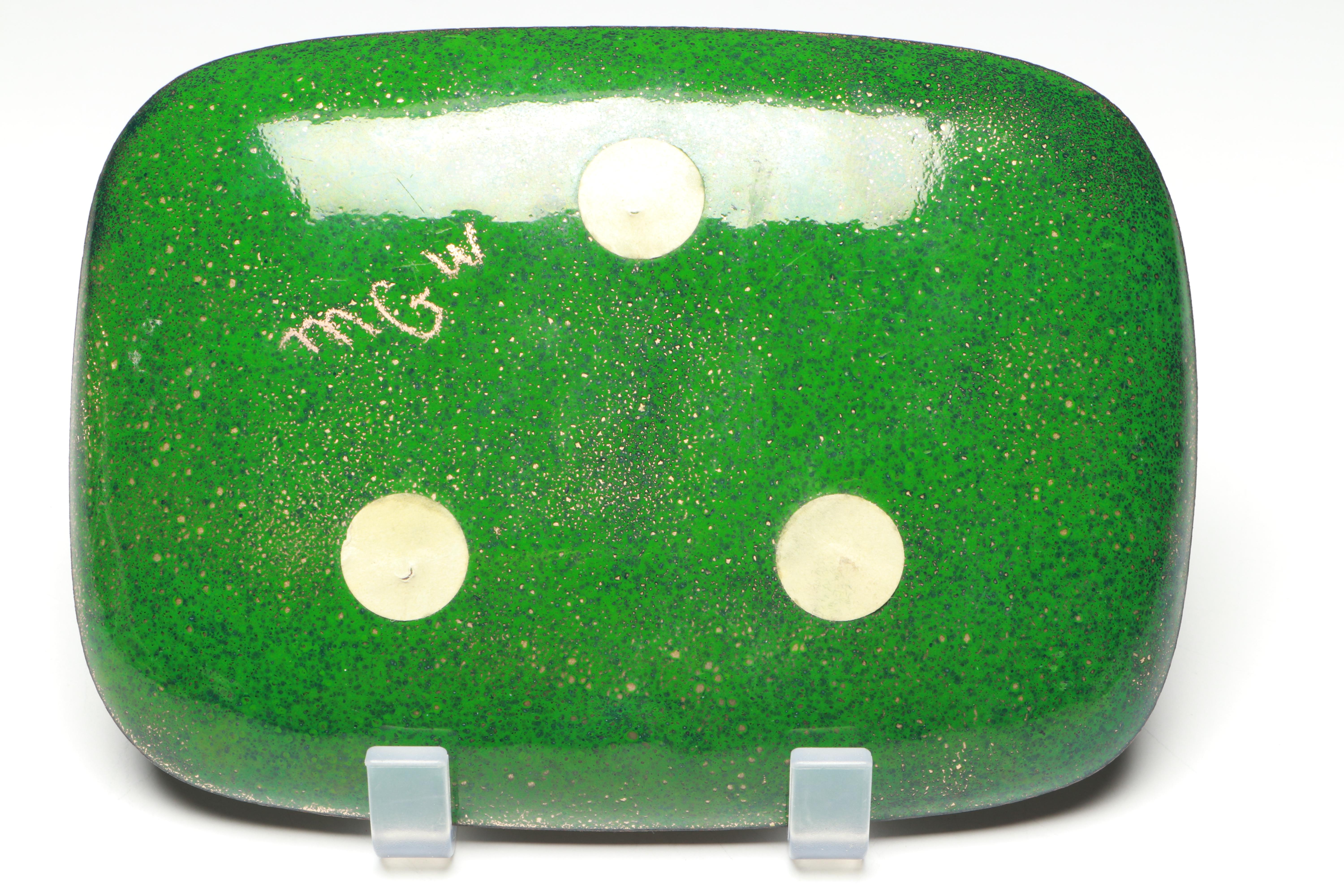 Artist Signed Enamel on Copper Plates with Other Enamel on Metal Bowl