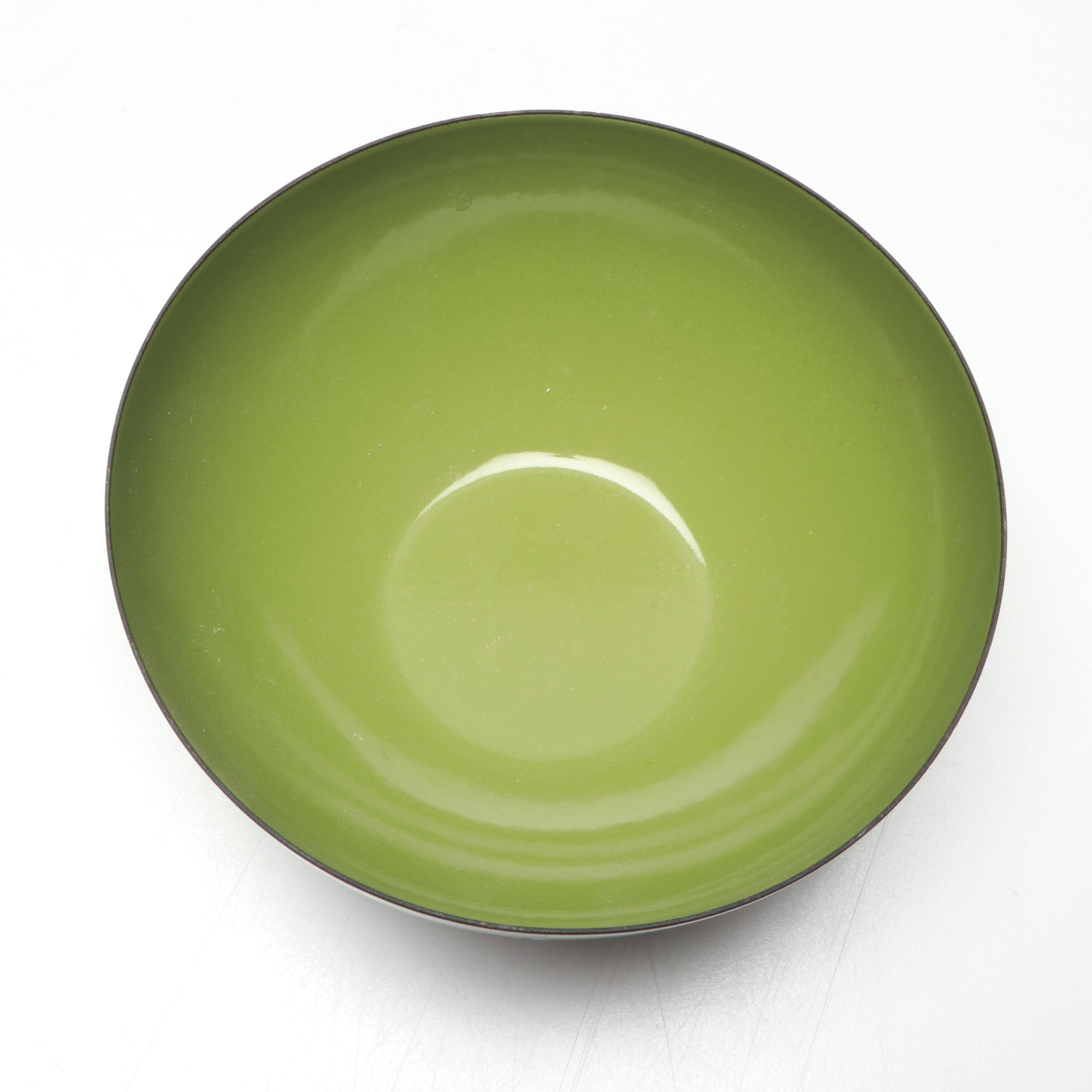 Artist Signed Enamel on Copper Plates with Other Enamel on Metal Bowl