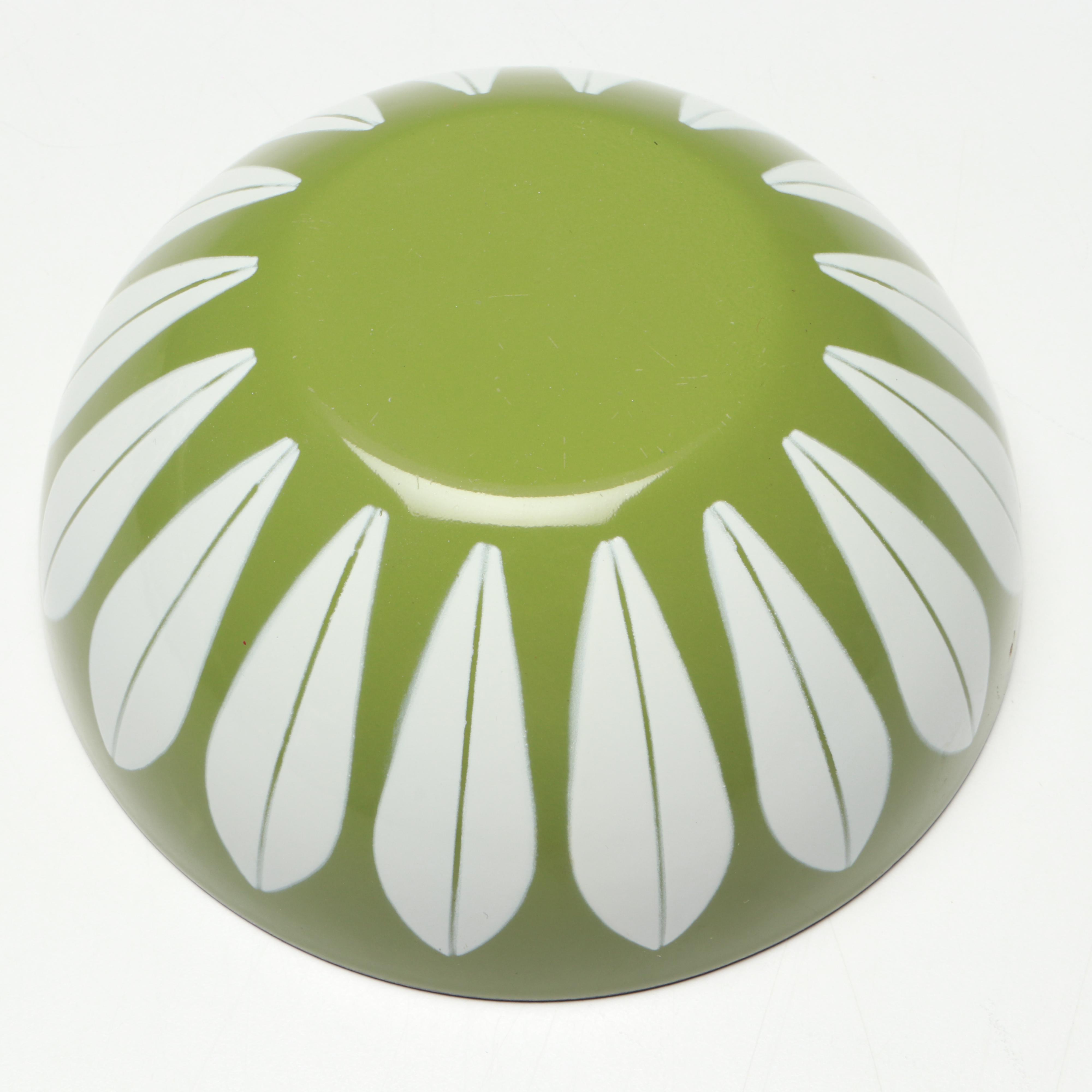 Artist Signed Enamel on Copper Plates with Other Enamel on Metal Bowl