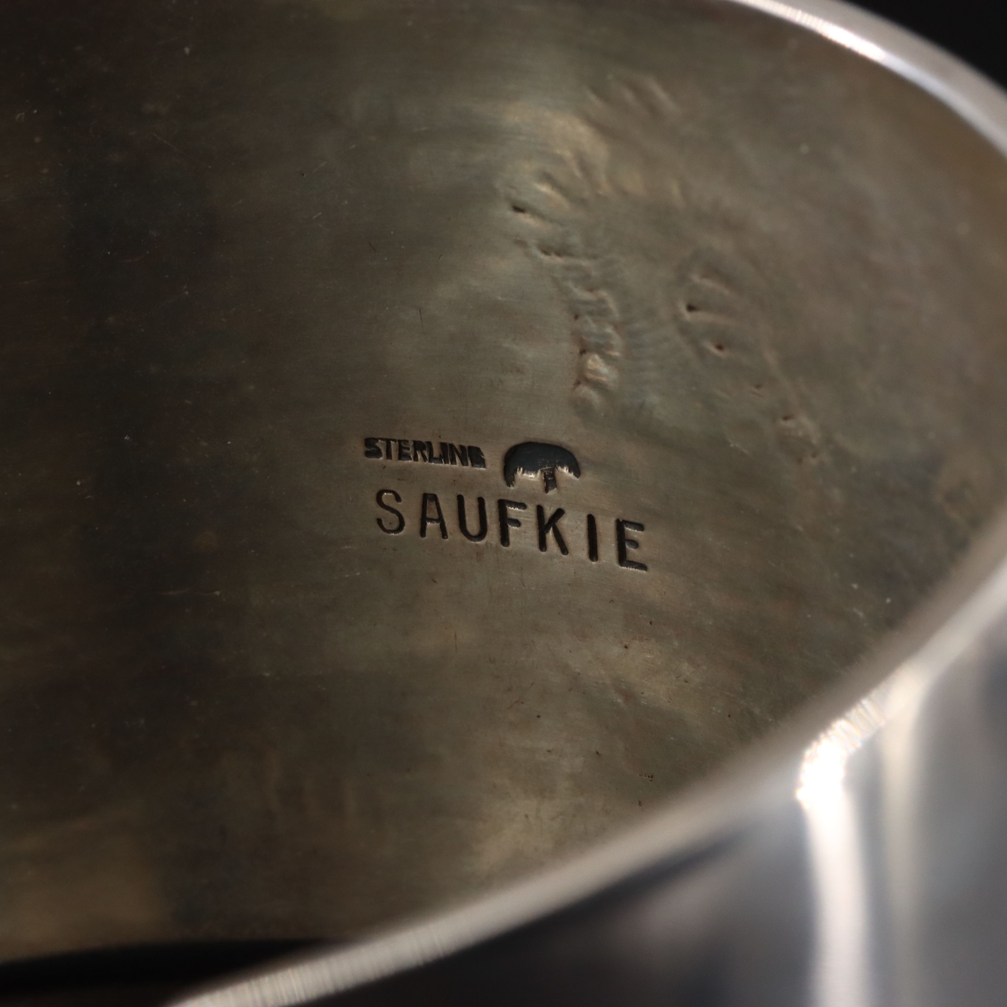 Lawrence Saufkie Hopi Sterling Storyteller Overlay Cuff Bracelet