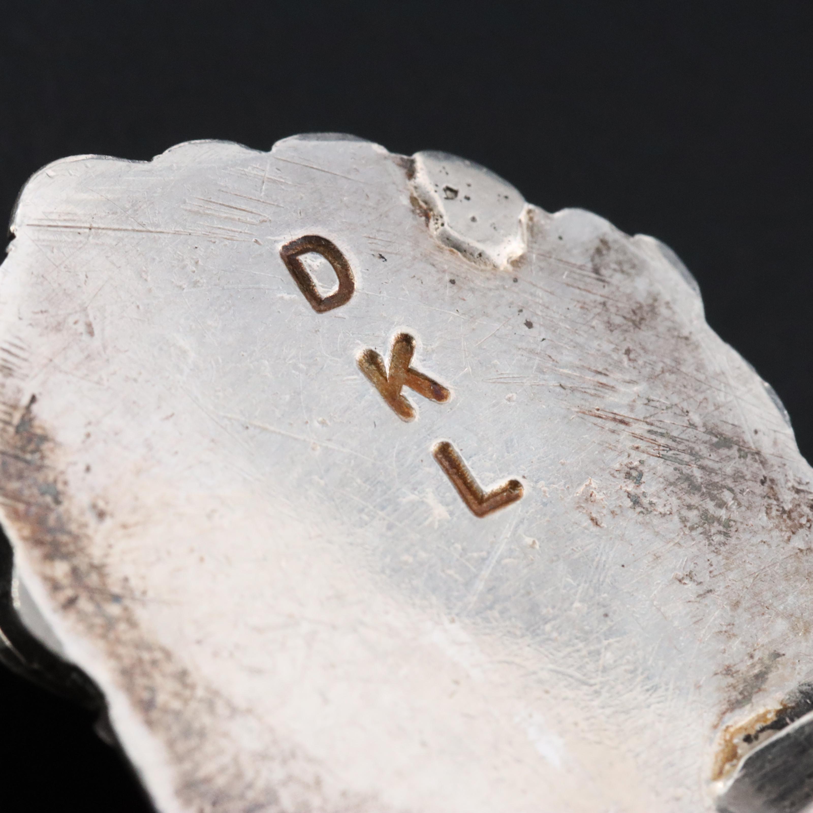 David K. Lister Navajo Diné Sterling Appliqué Coral and Turquoise Pointer Ring