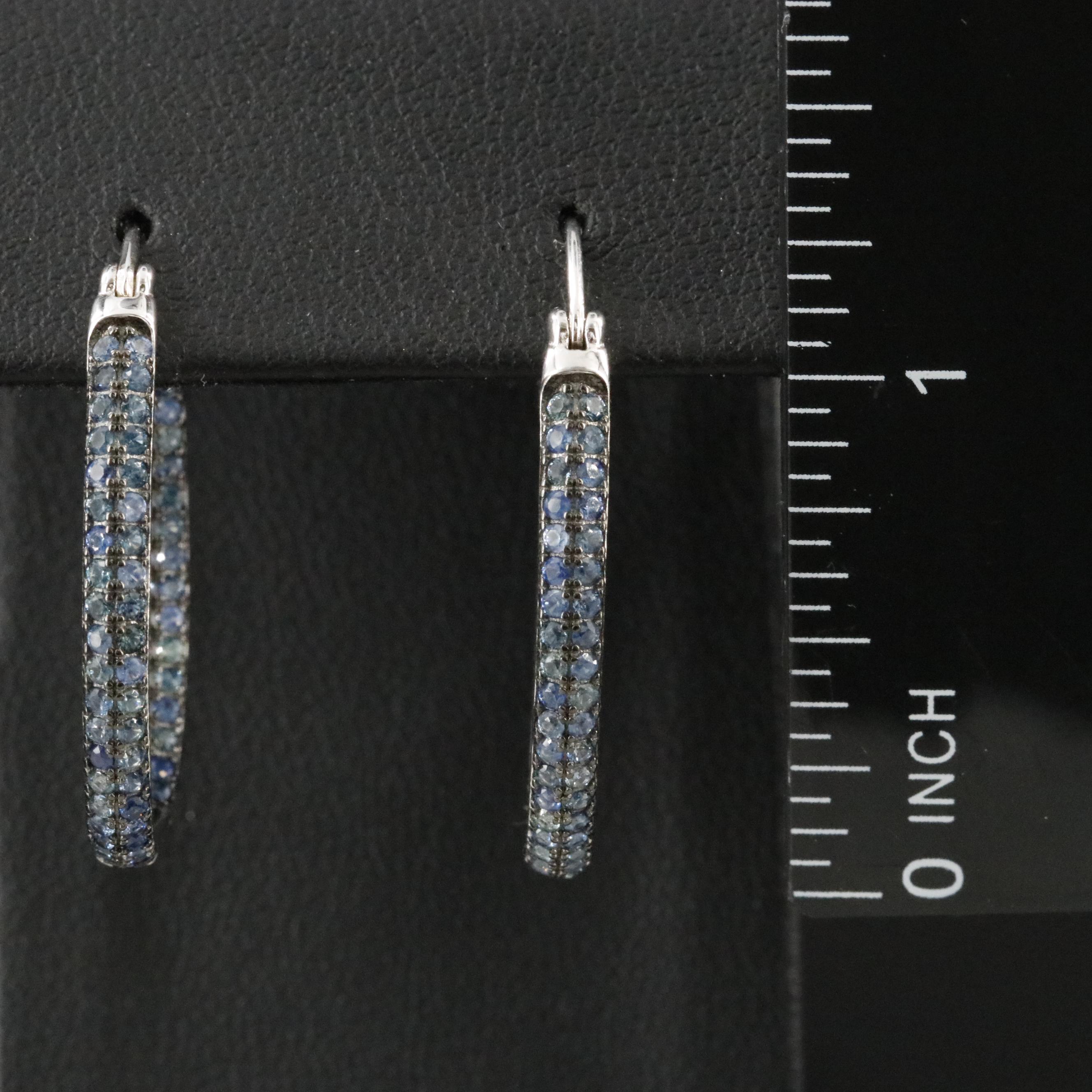 Sterling Sapphire Oval Inside Out Hoop Earrings