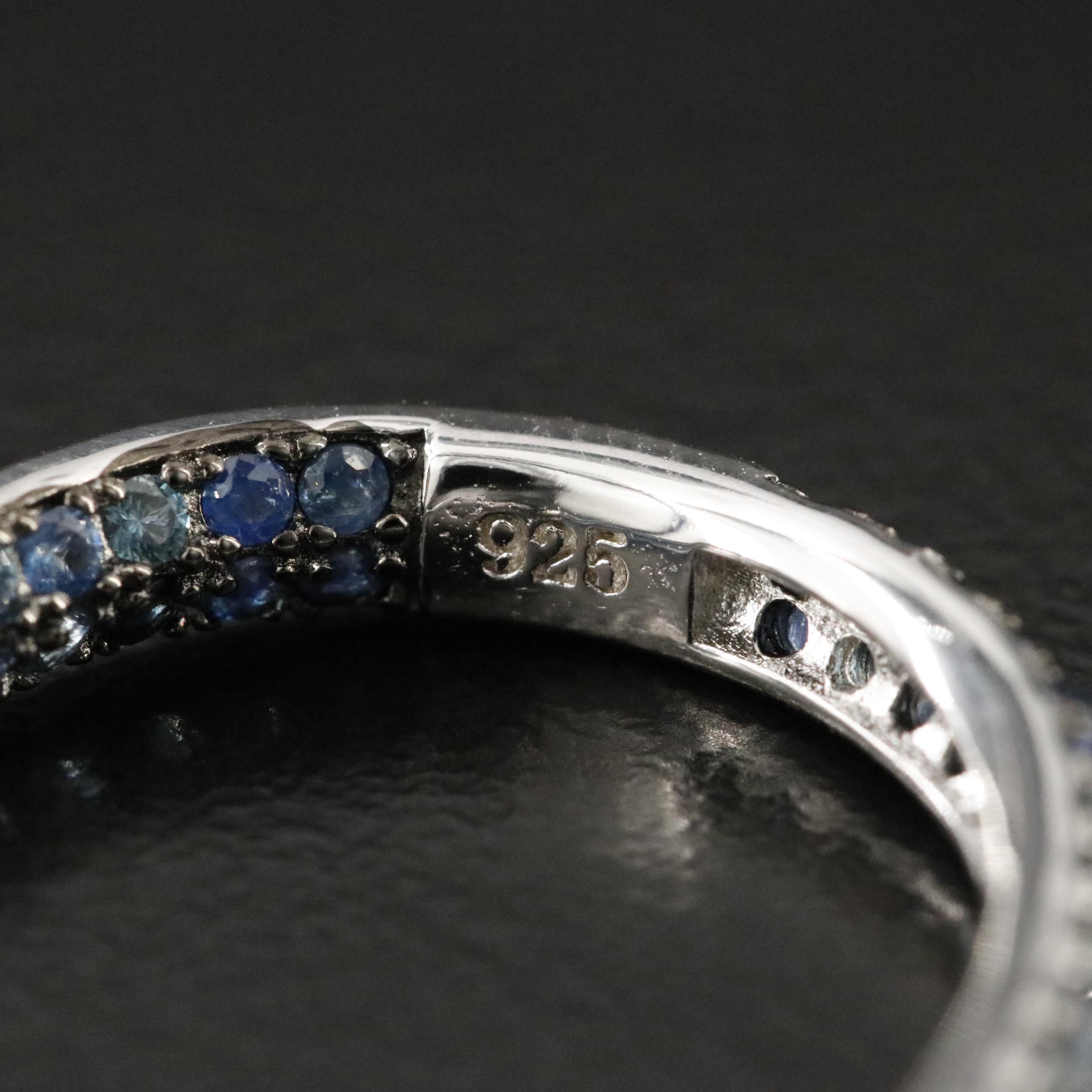 Sterling Sapphire Oval Inside Out Hoop Earrings