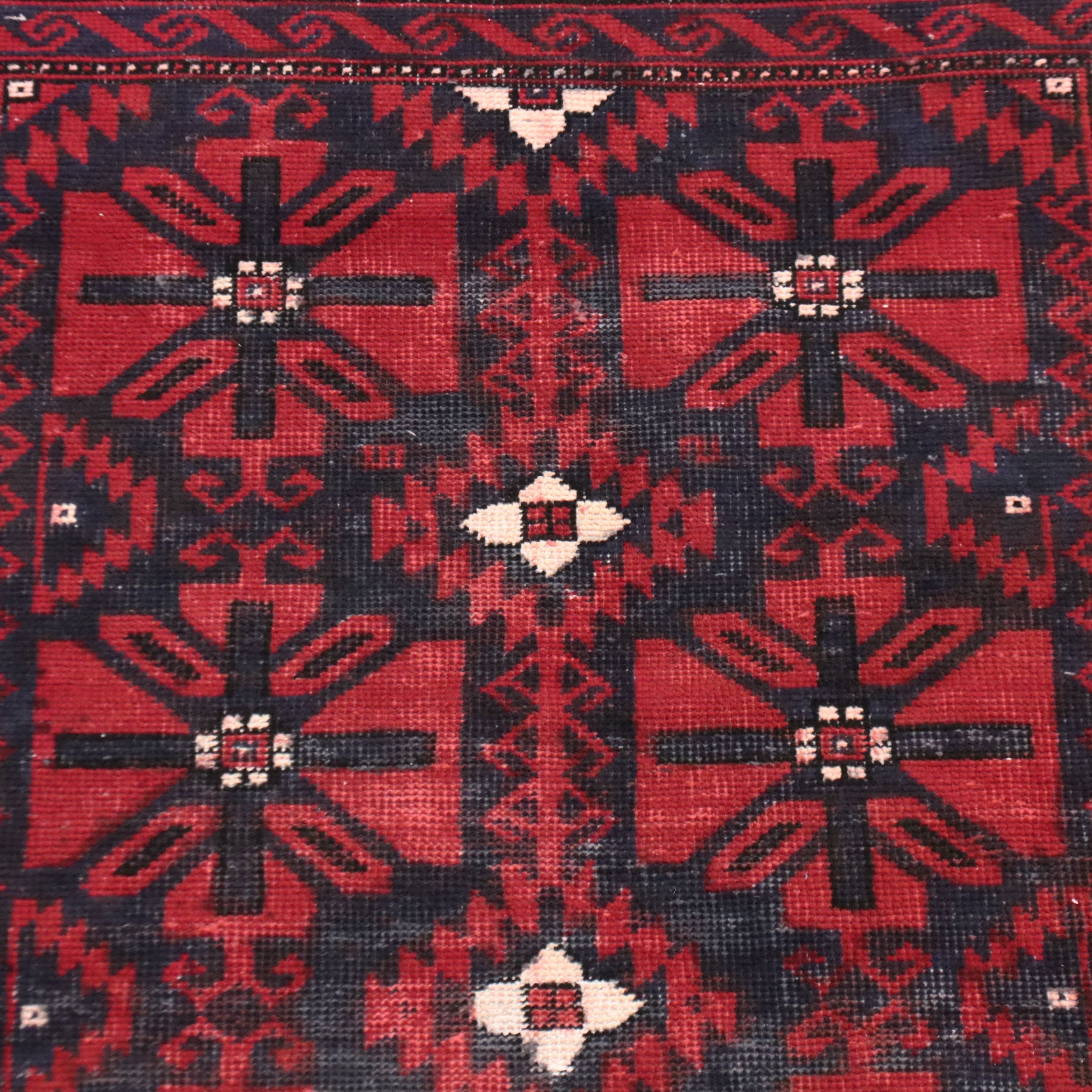 3'7 x 8'10 Hand-Knotted Afghan Baluch Long Rug