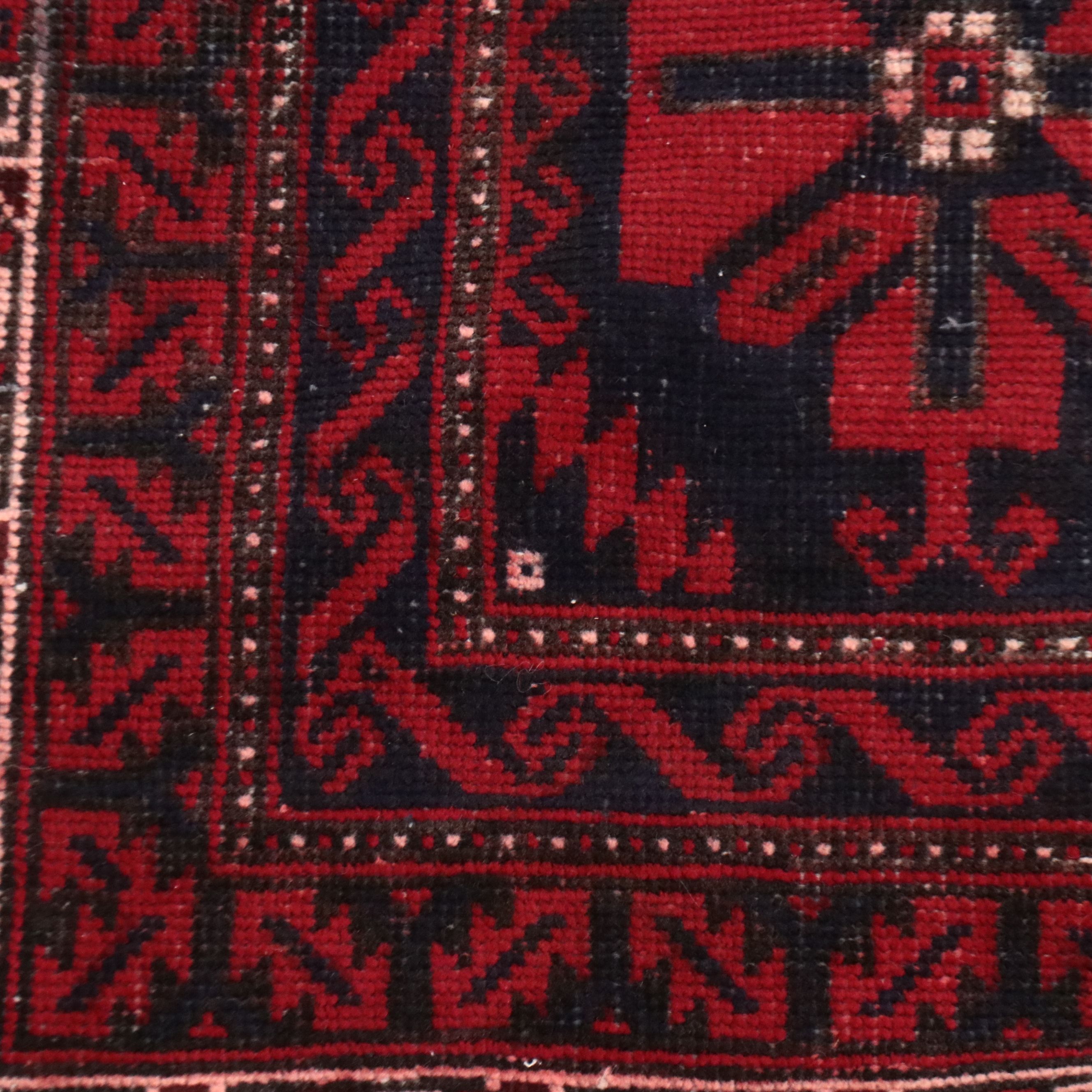 3'7 x 8'10 Hand-Knotted Afghan Baluch Long Rug