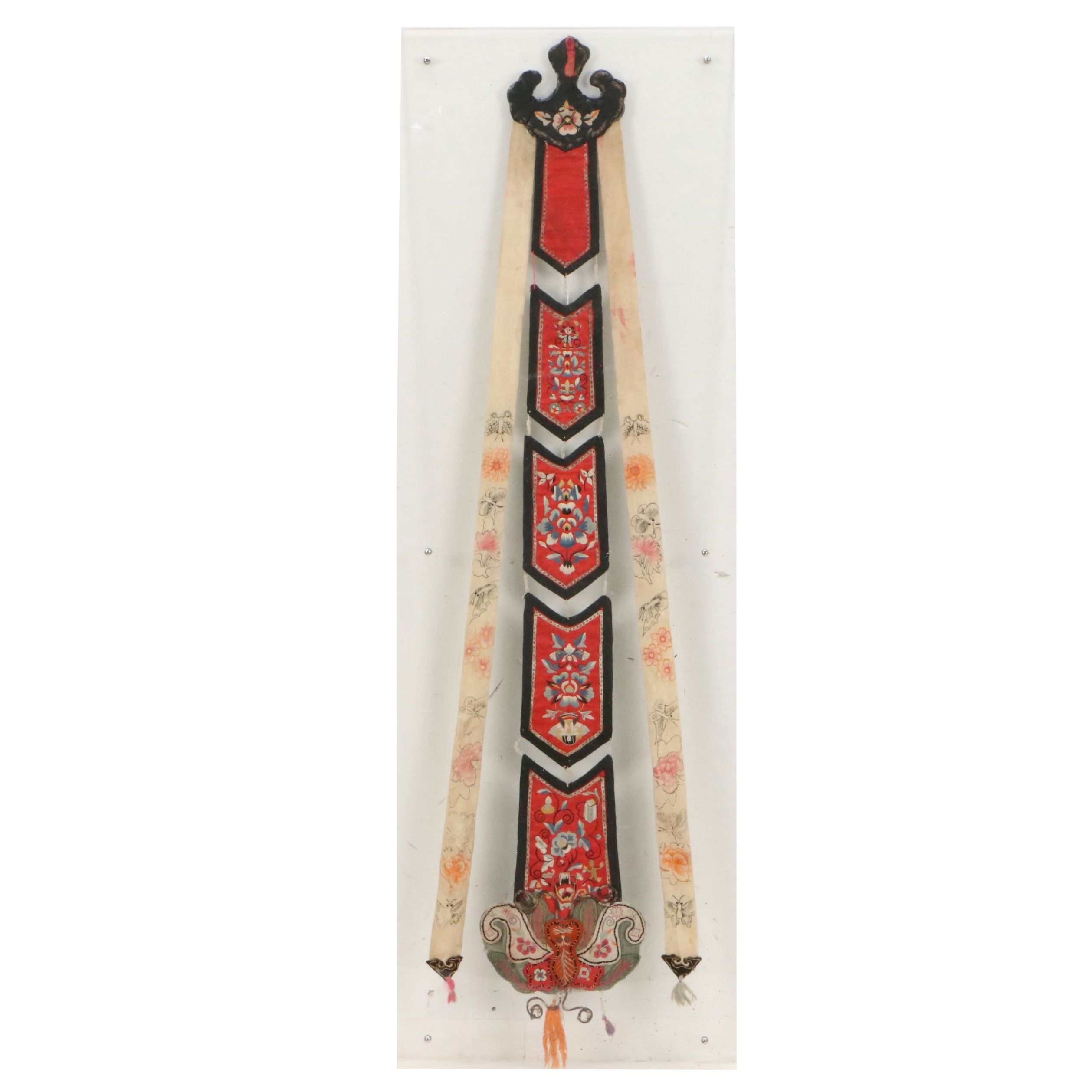 Hand-Embroidered Chinese School Ornamental Textile