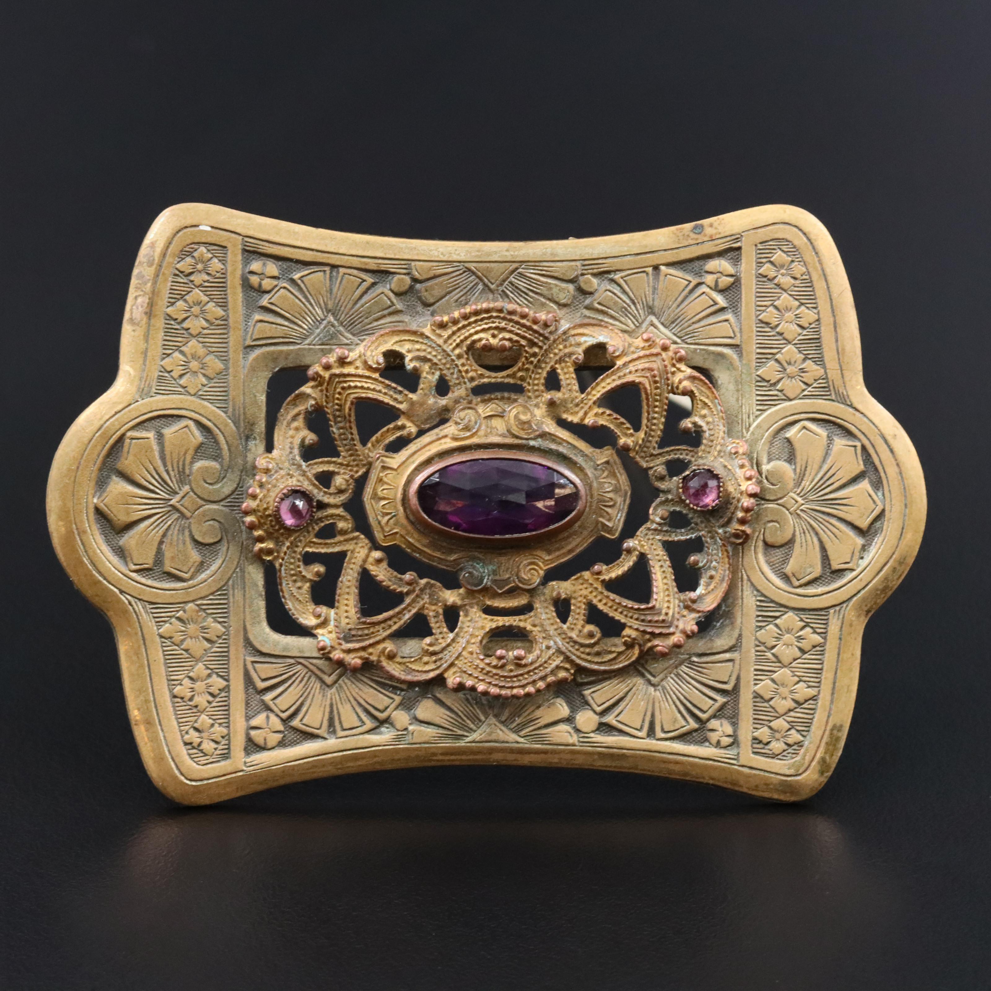 Art Nouveau Glass Brooch