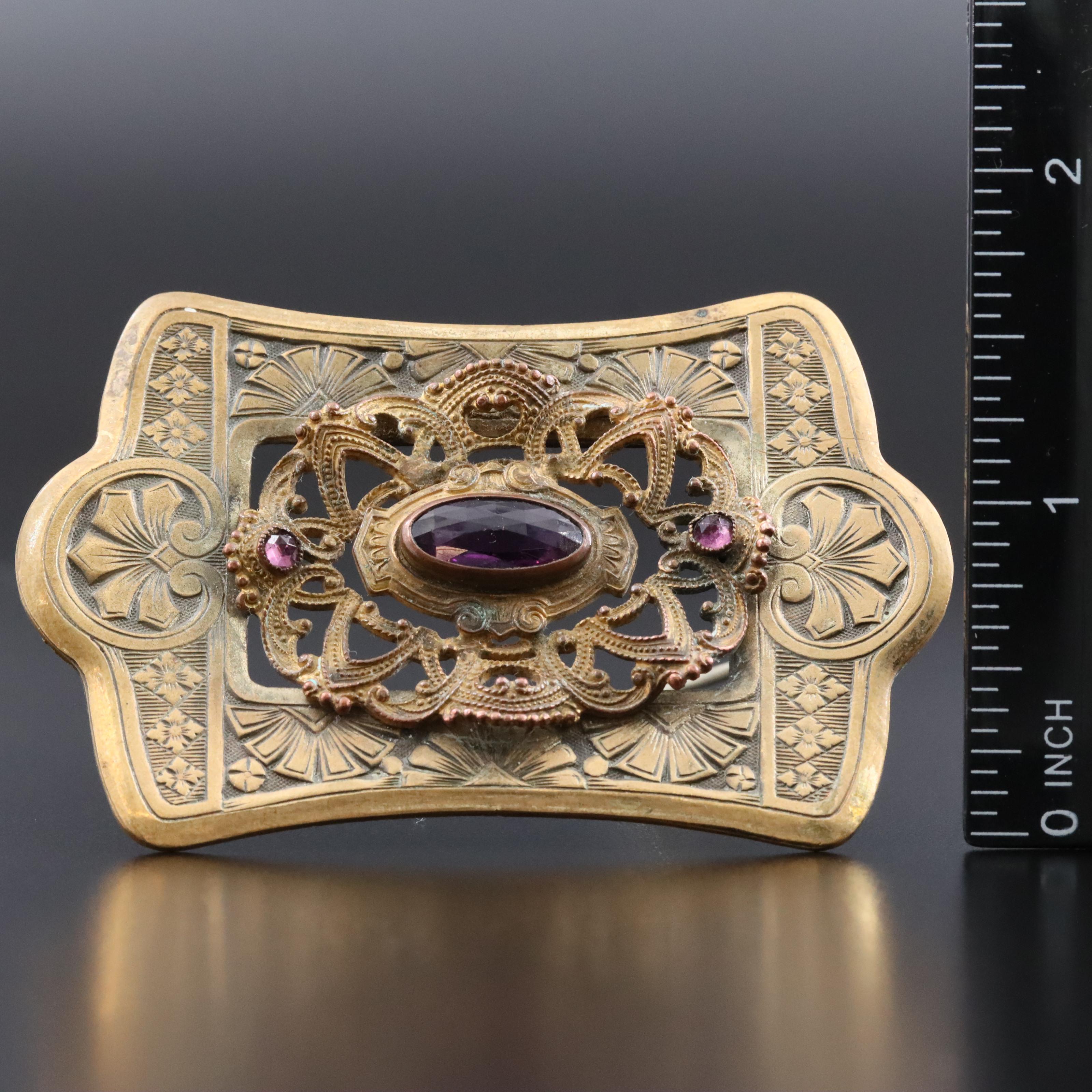Art Nouveau Glass Brooch