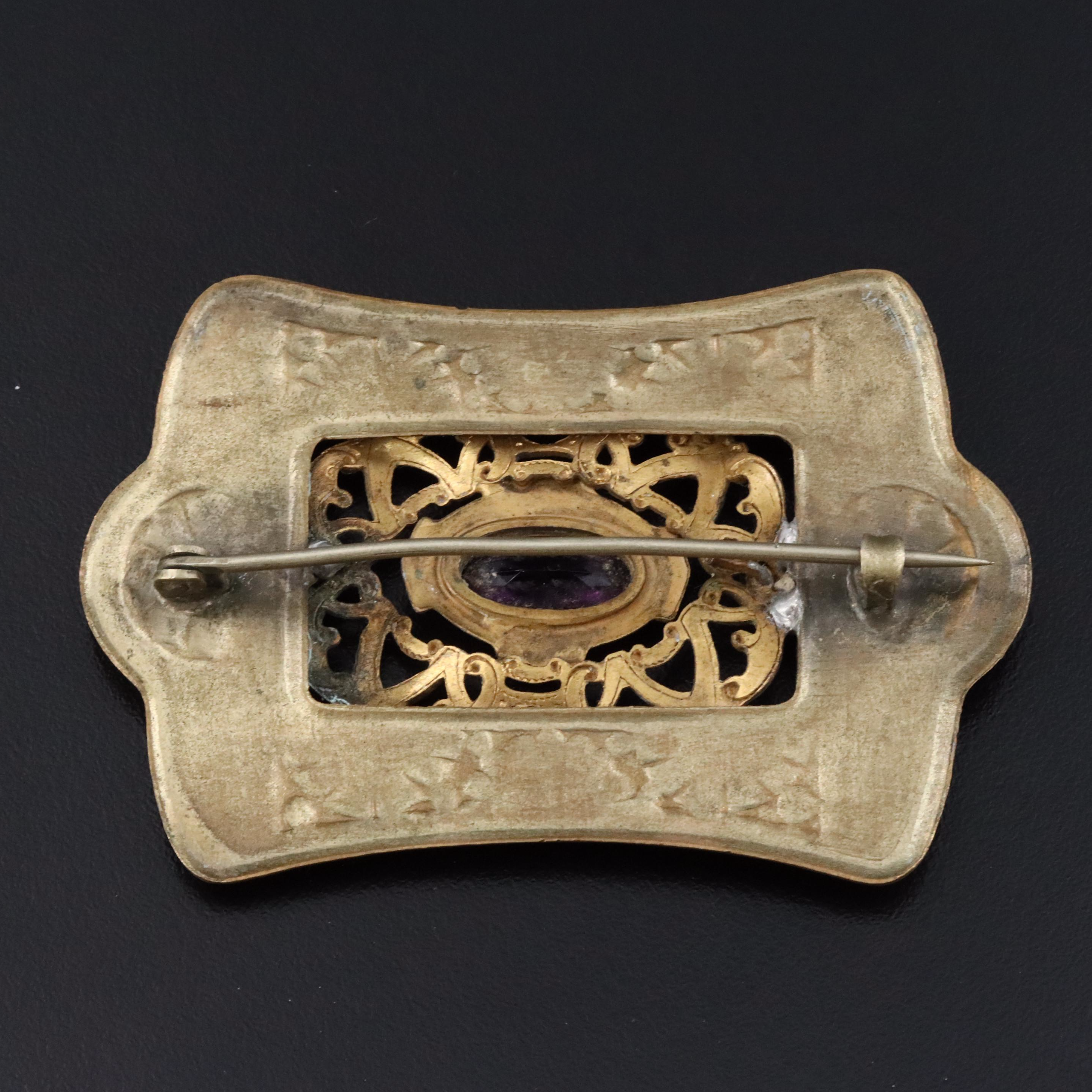 Art Nouveau Glass Brooch