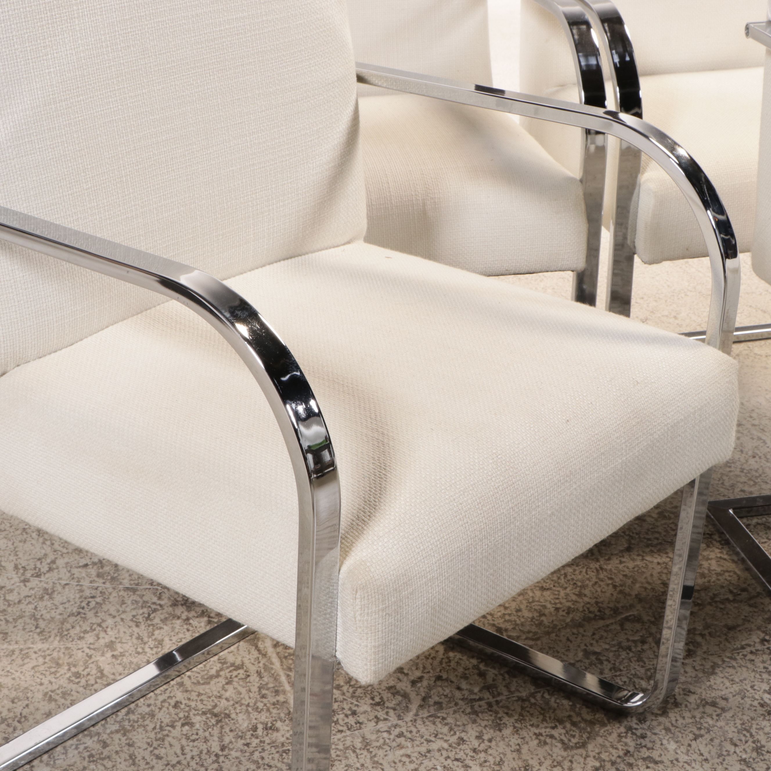 Four Williams-Sonoma "Gibson" Postmodernist Style Chrome Cantilevered Chairs