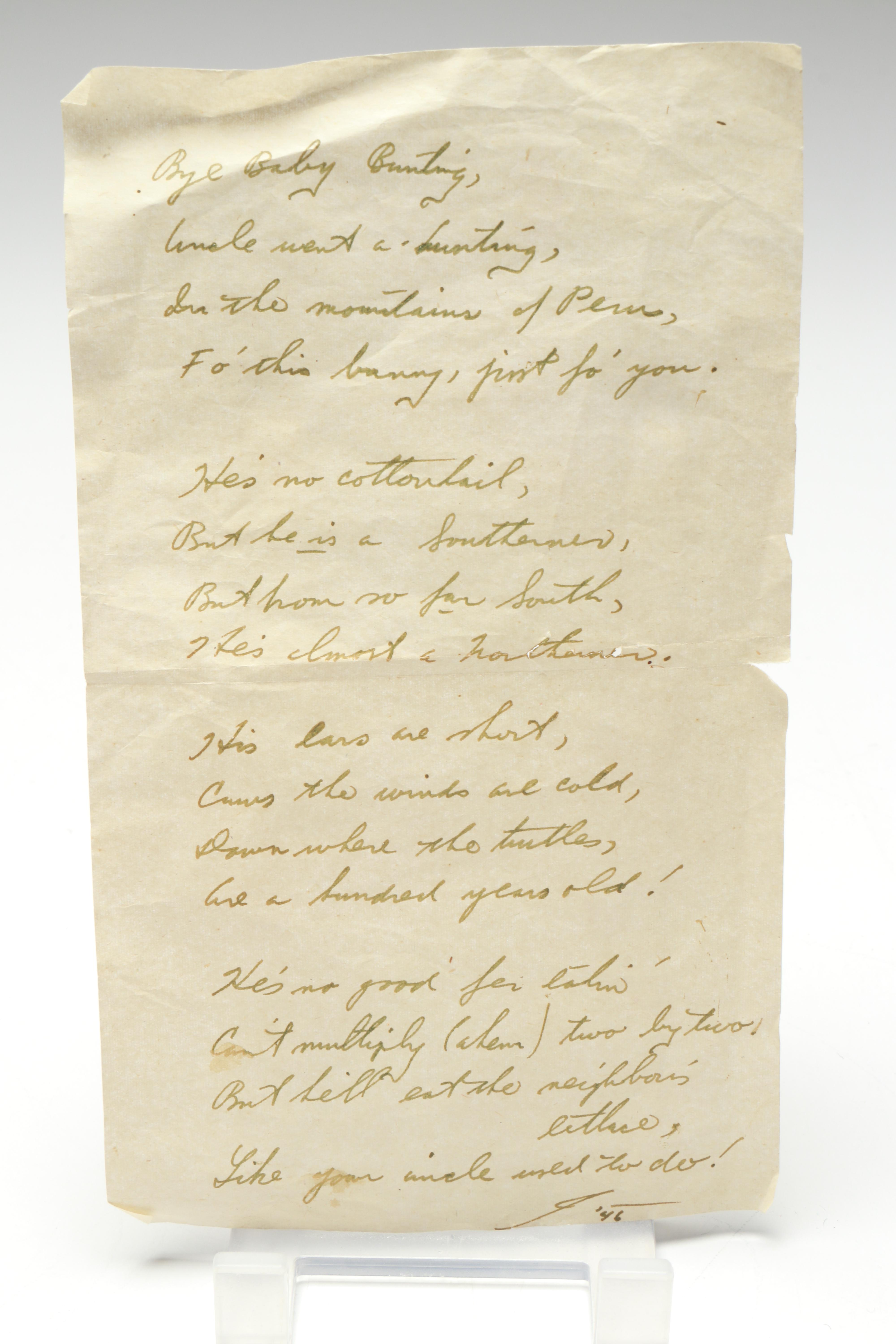 Vintage Rabbit Stuffed Animal with Ephemera