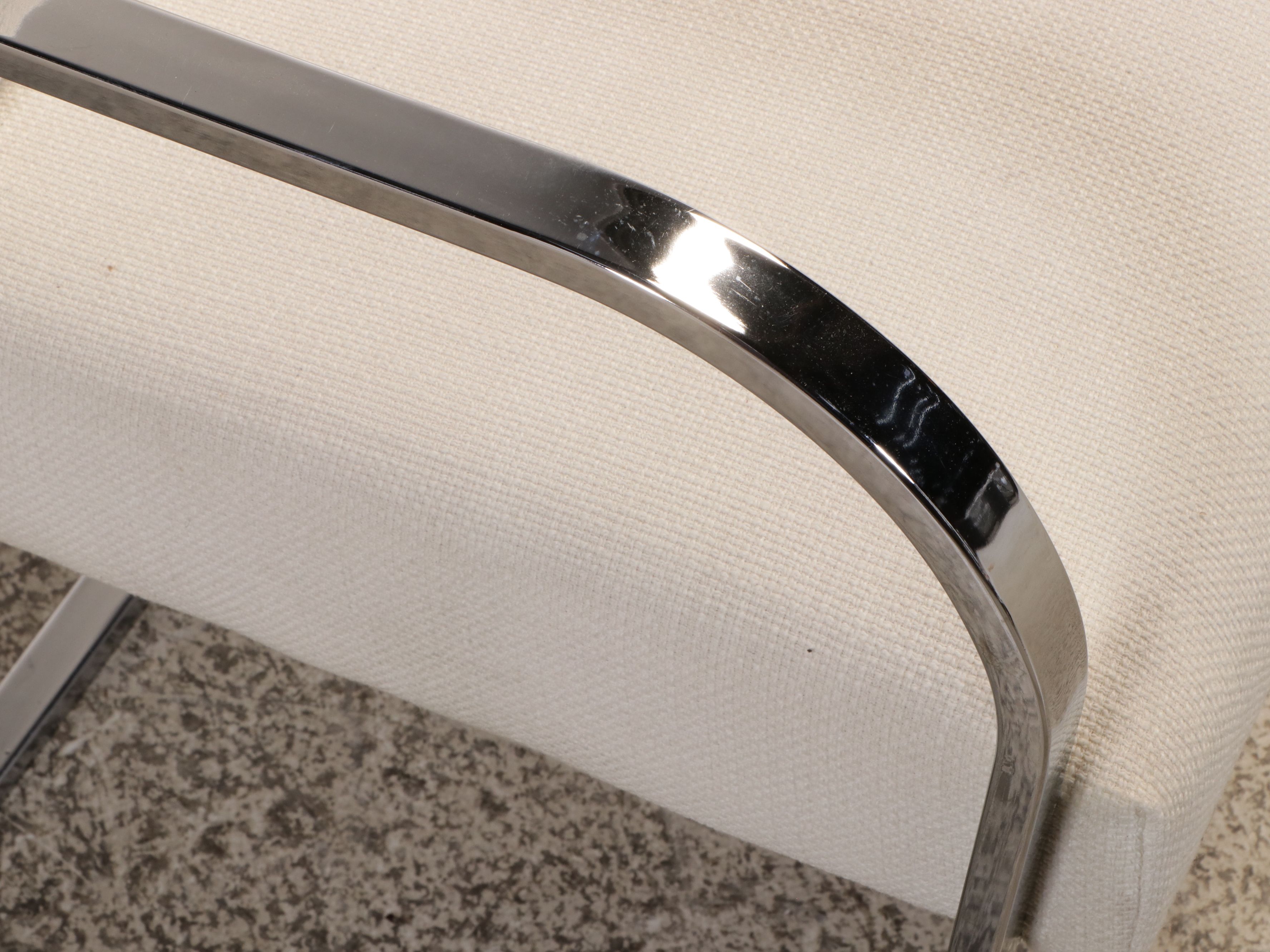 Four Williams-Sonoma "Gibson" Postmodernist Style Chrome Cantilevered Chairs