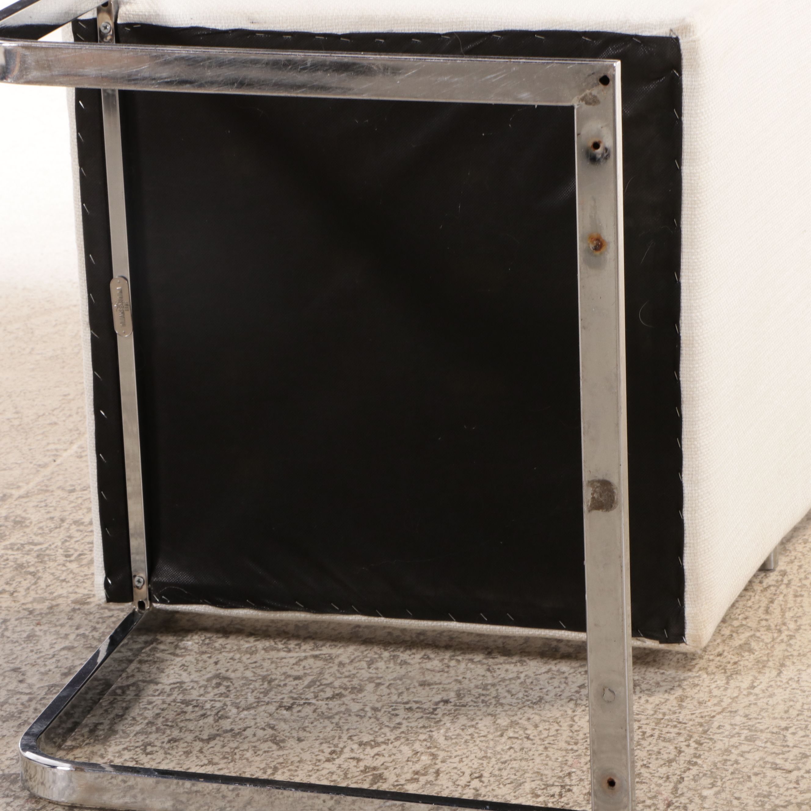 Four Williams-Sonoma "Gibson" Postmodernist Style Chrome Cantilevered Chairs