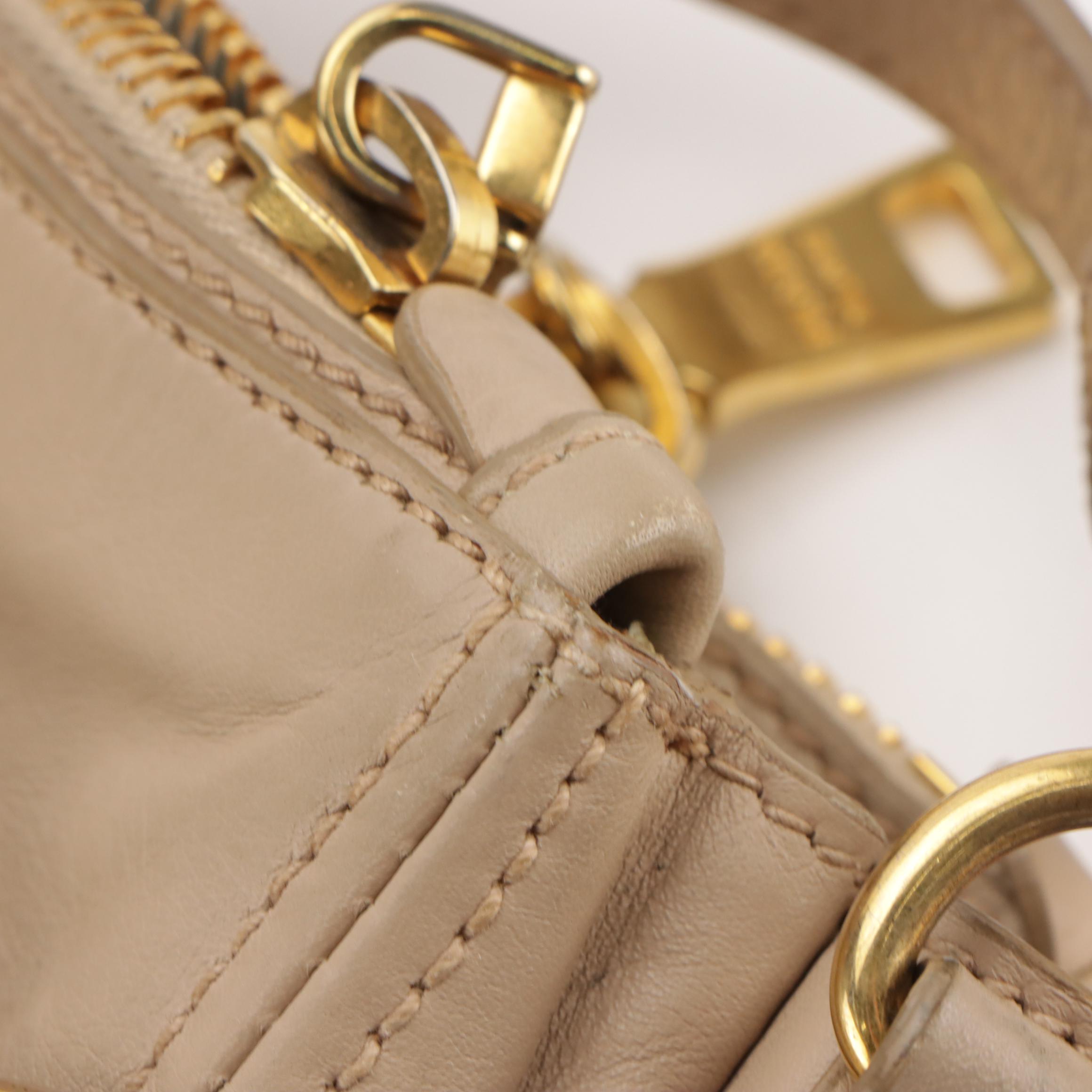 Prada Large Double Zip Galleria Two-Way Tote in Beige Calfskin Leather