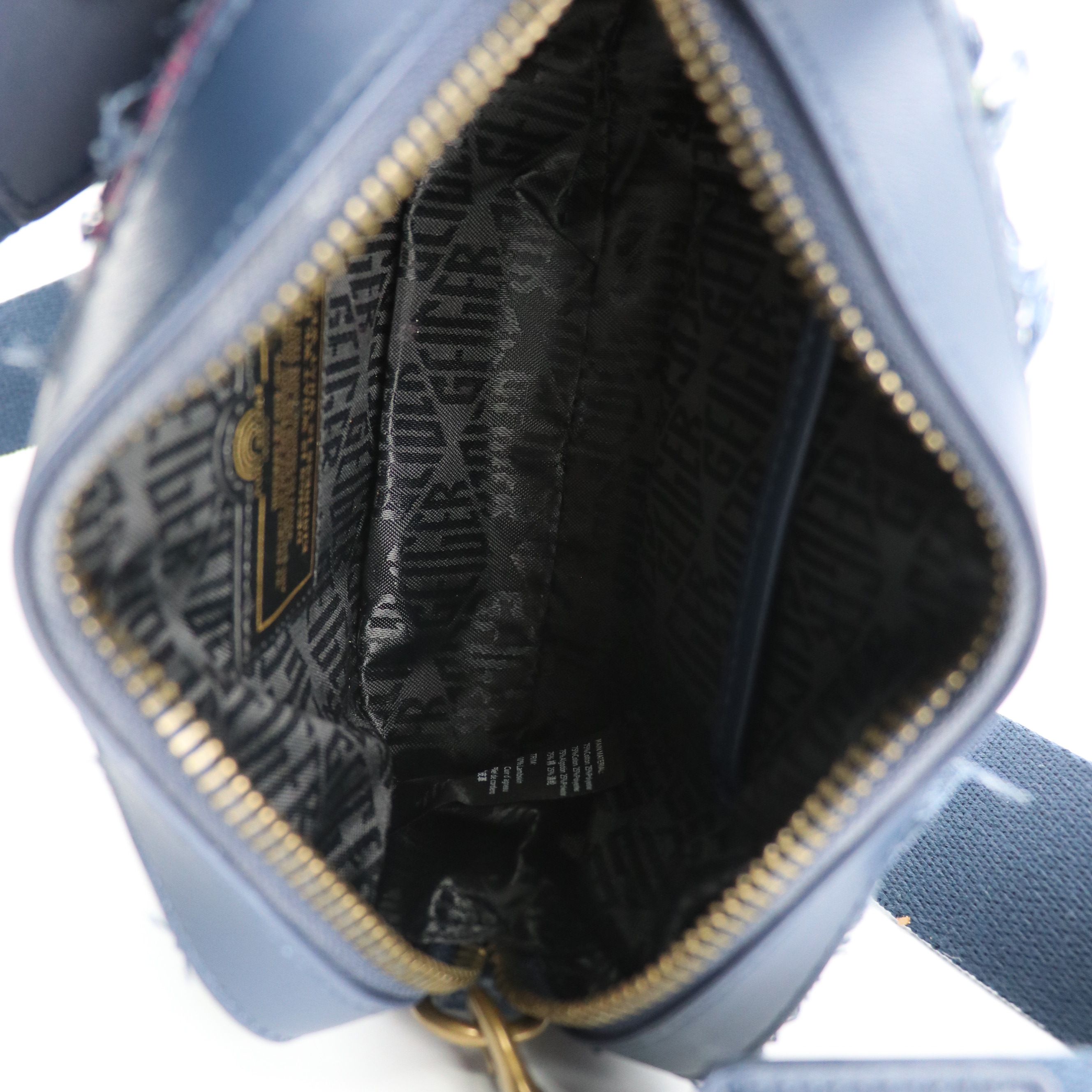 Kurt Geiger Small Kensington Camera Bag in Frayed Denim with Leather Card Holder