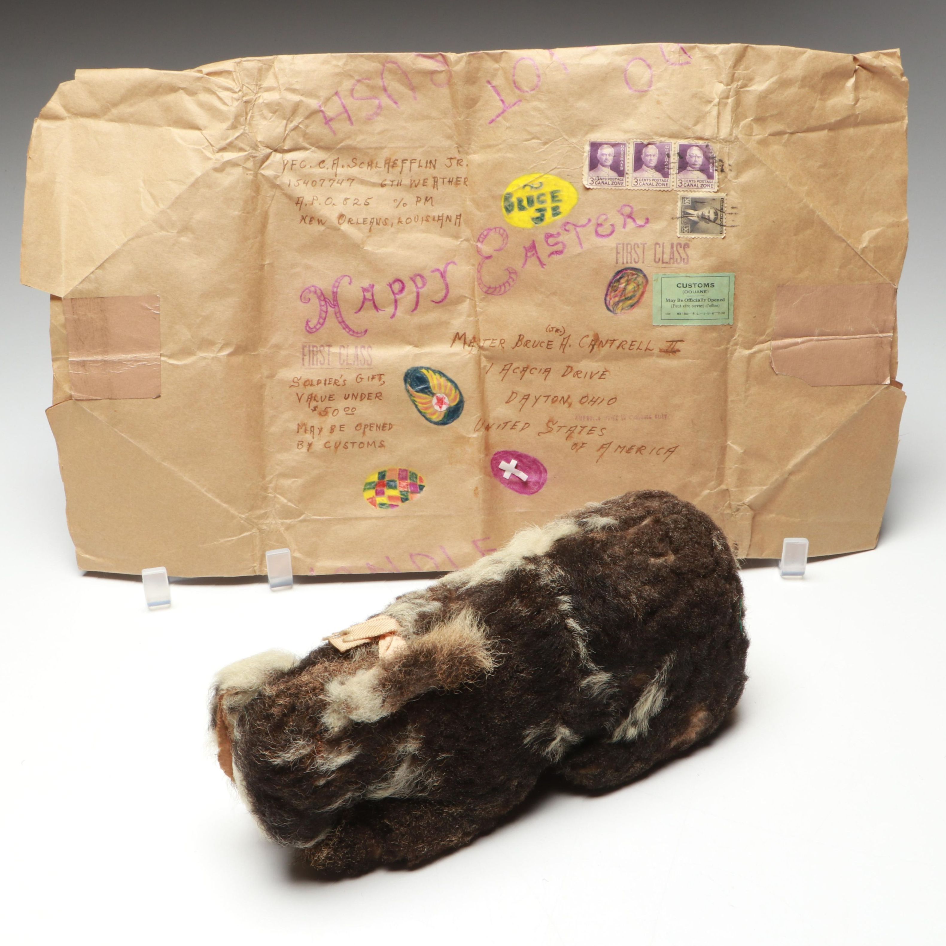 Vintage Rabbit Stuffed Animal with Ephemera