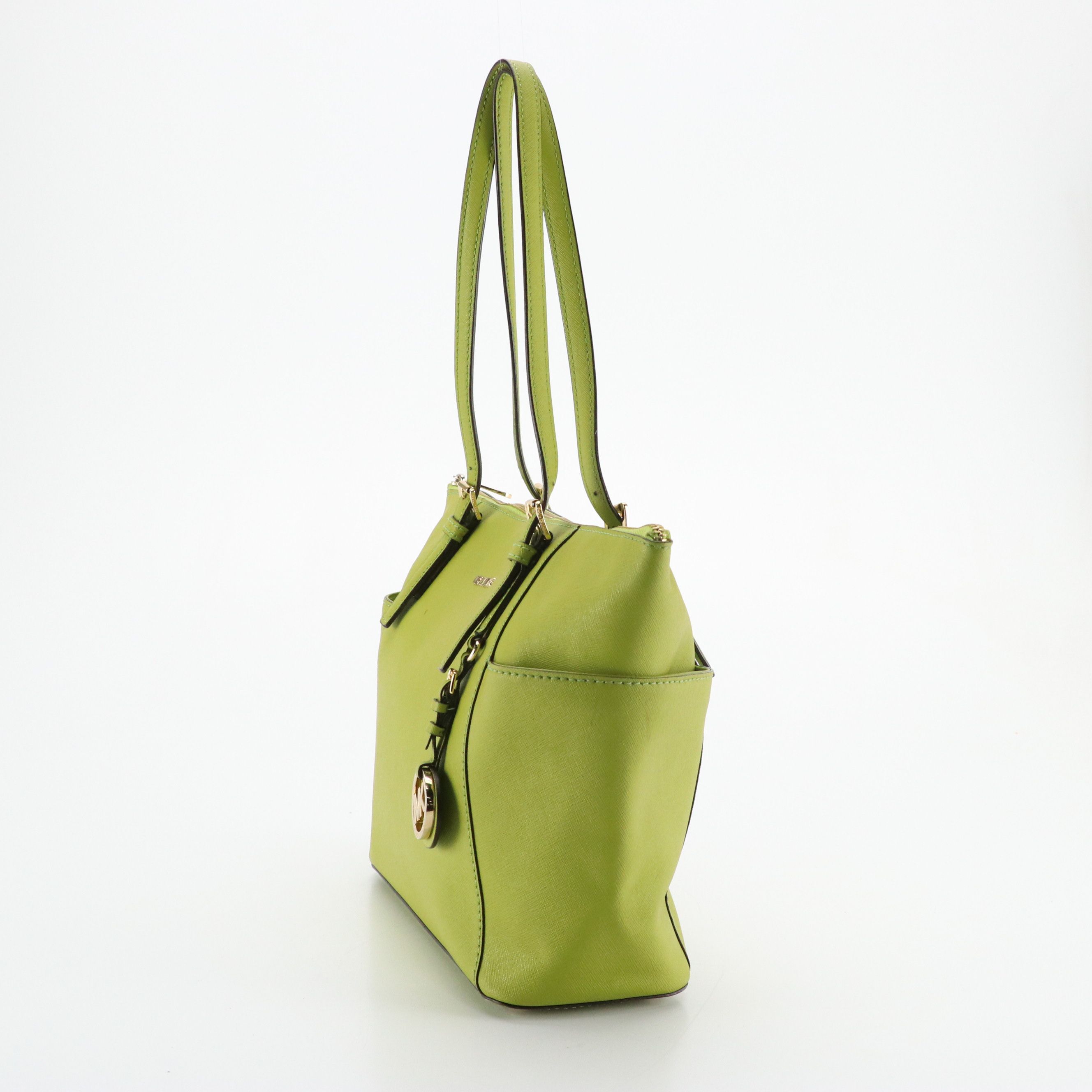 Michael Kors Jet Set Zip Tote in Green Textured Leather