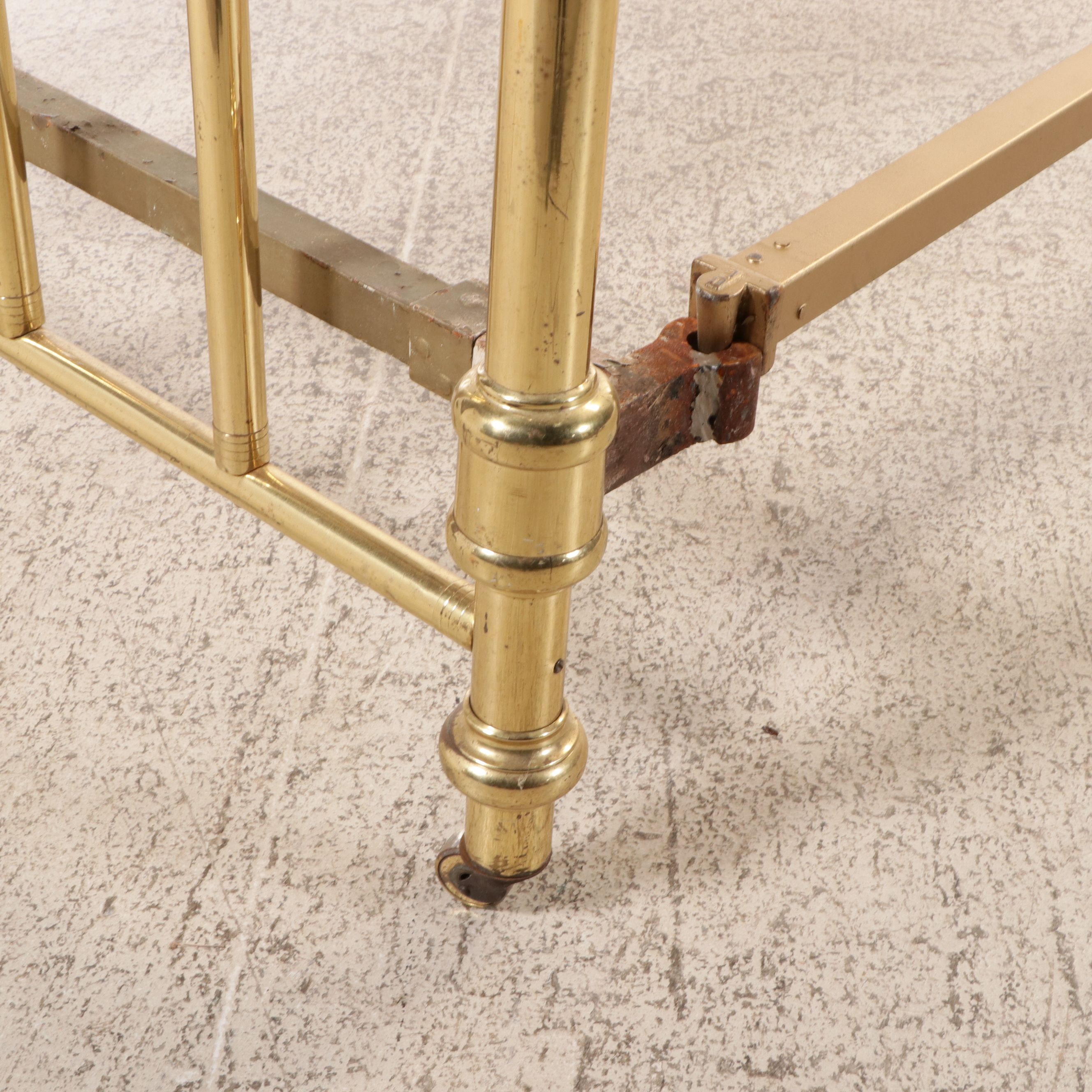 Edwardian Lacquered Brass Full Size Bed Frame, Early 20th Century