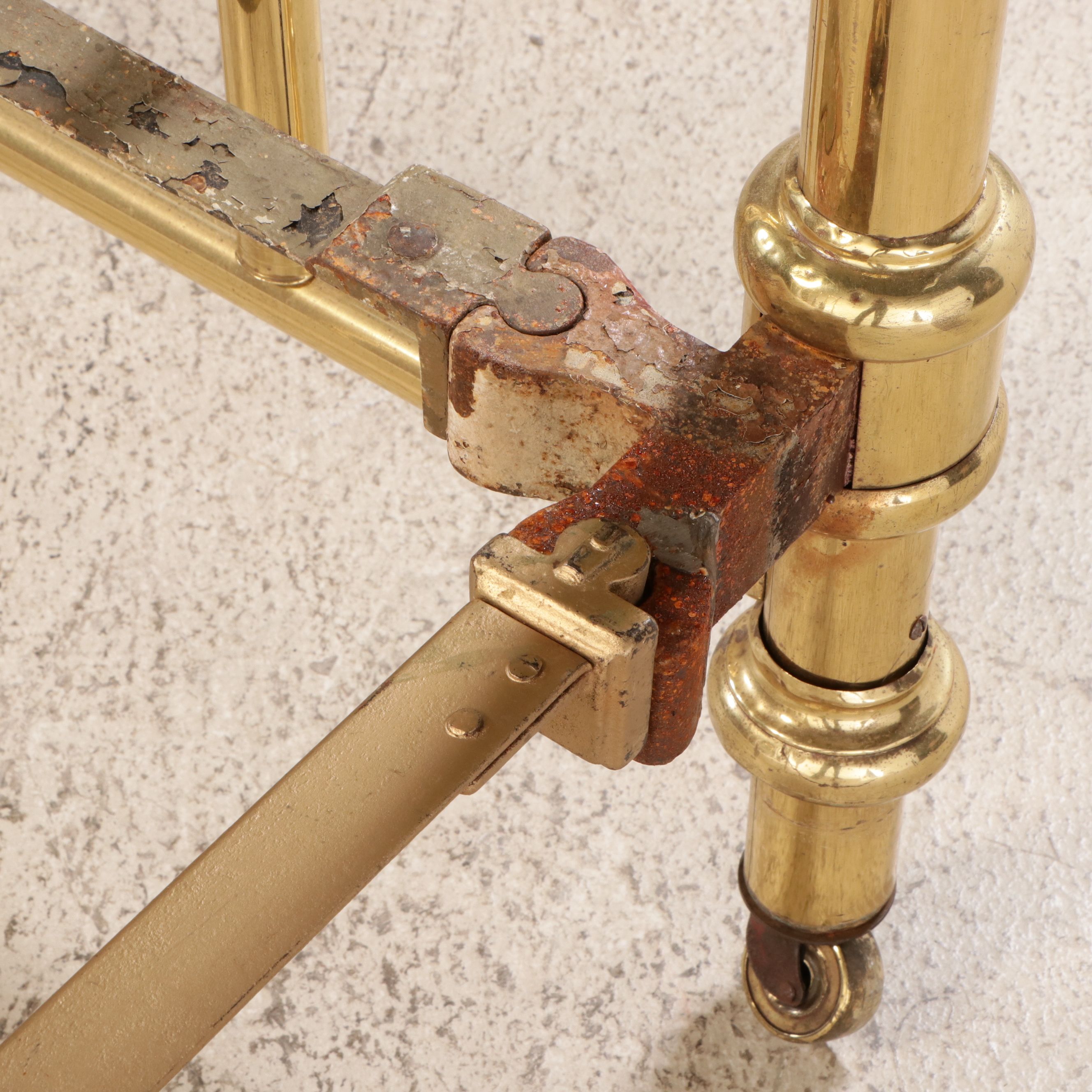 Edwardian Lacquered Brass Full Size Bed Frame, Early 20th Century