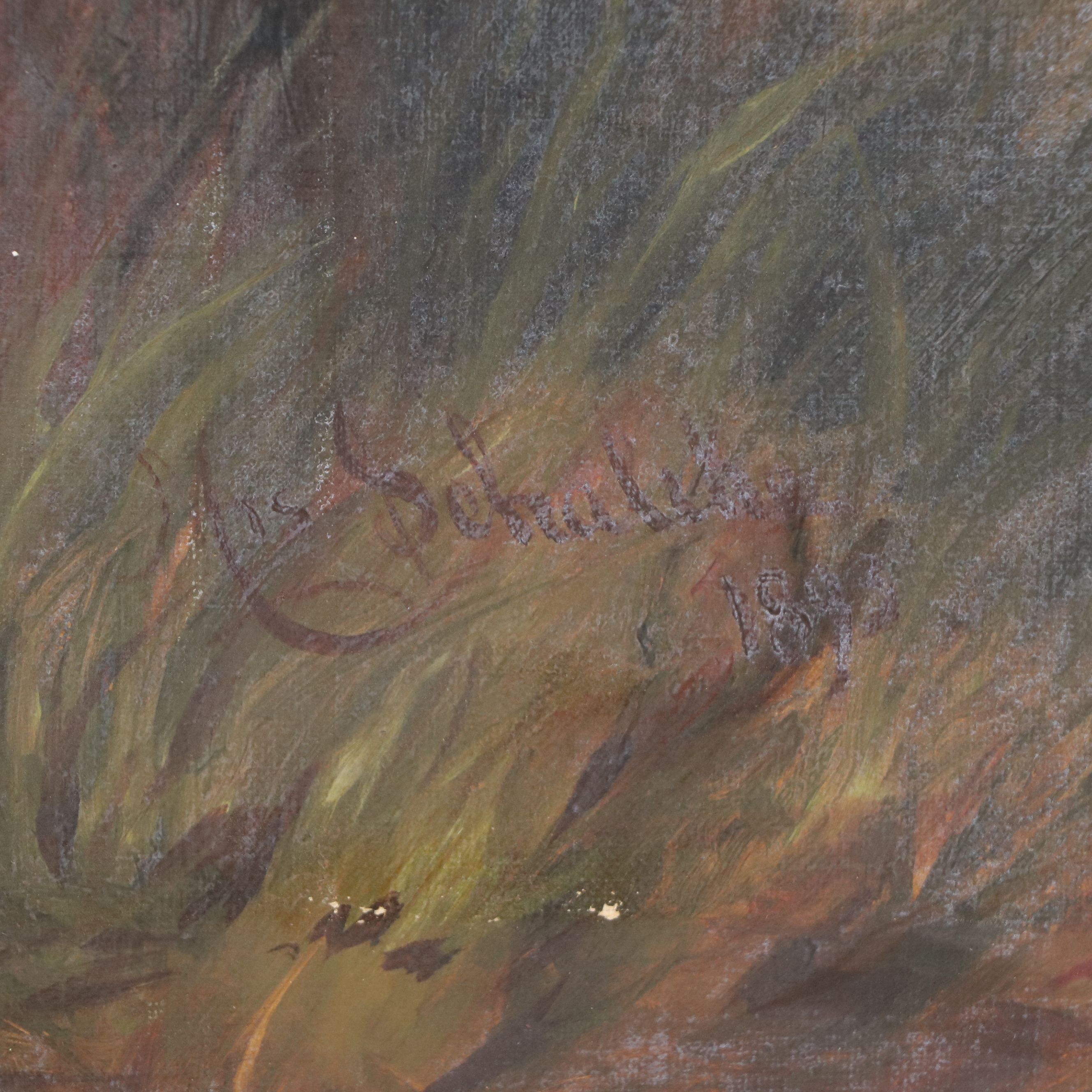 Antique American School Oil Painting, 1895