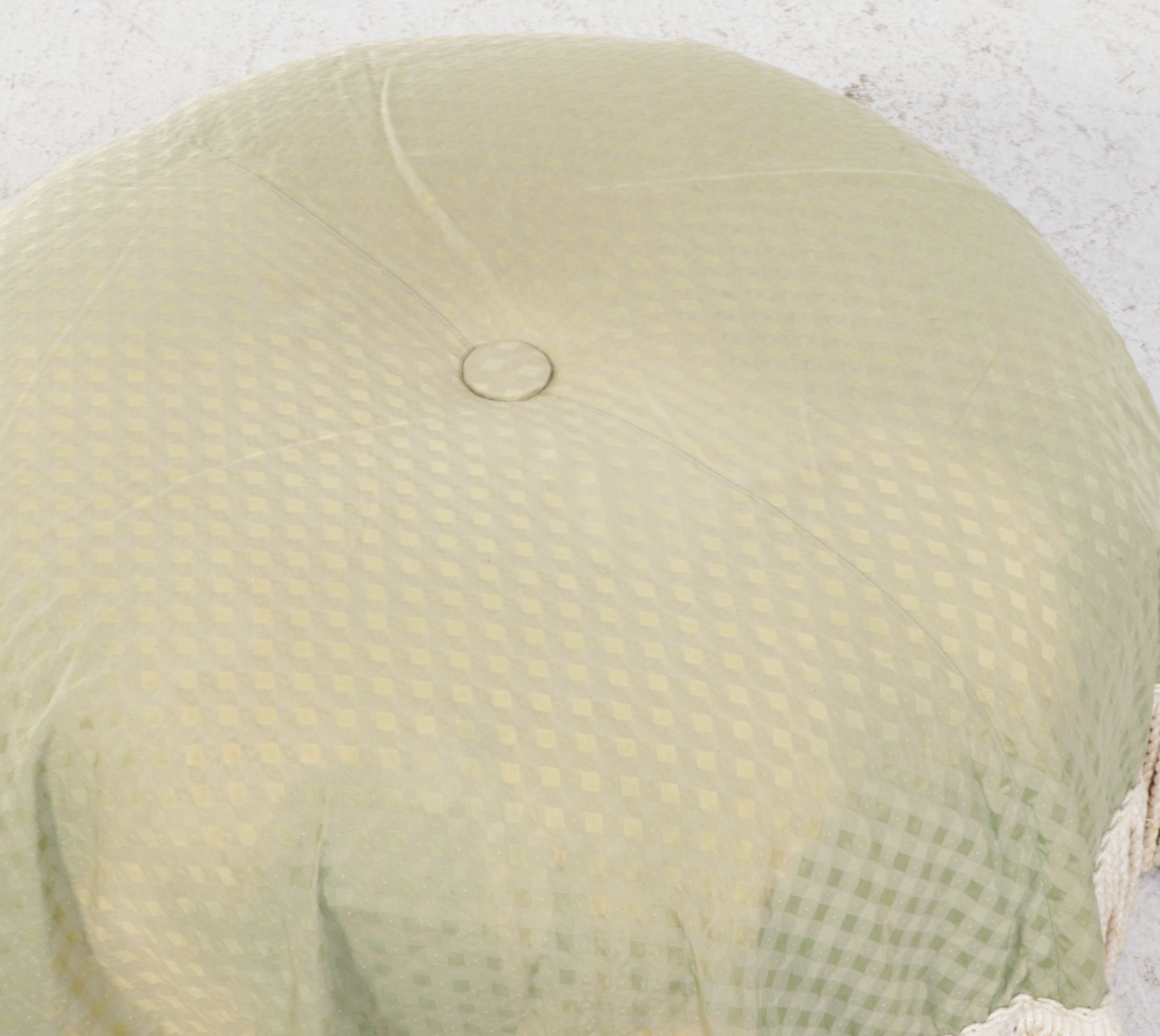 Victorian Style Upholstered Ottoman with Bullion Fringe Detail