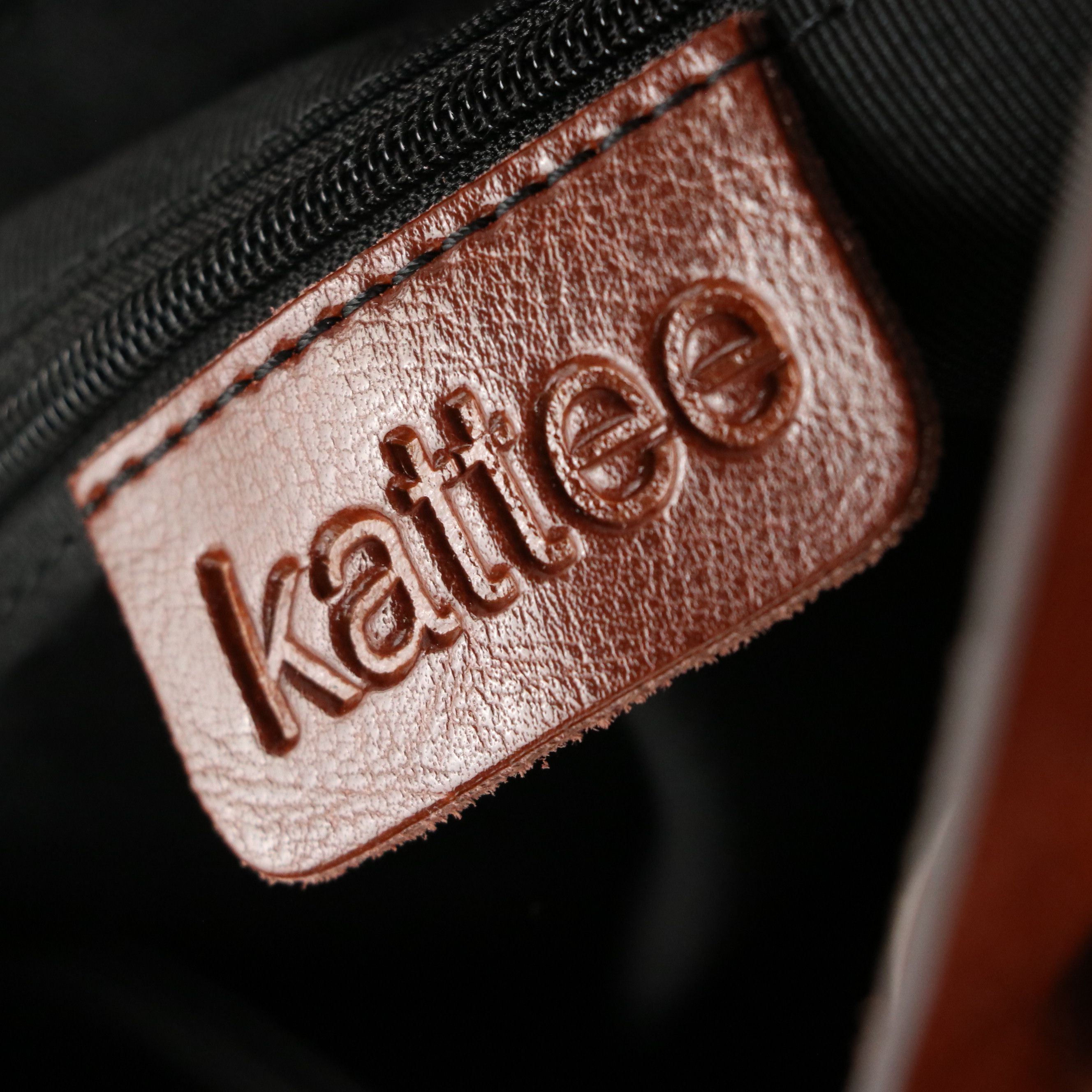 Kattee Shiny Brown Leather Shoulder Tote