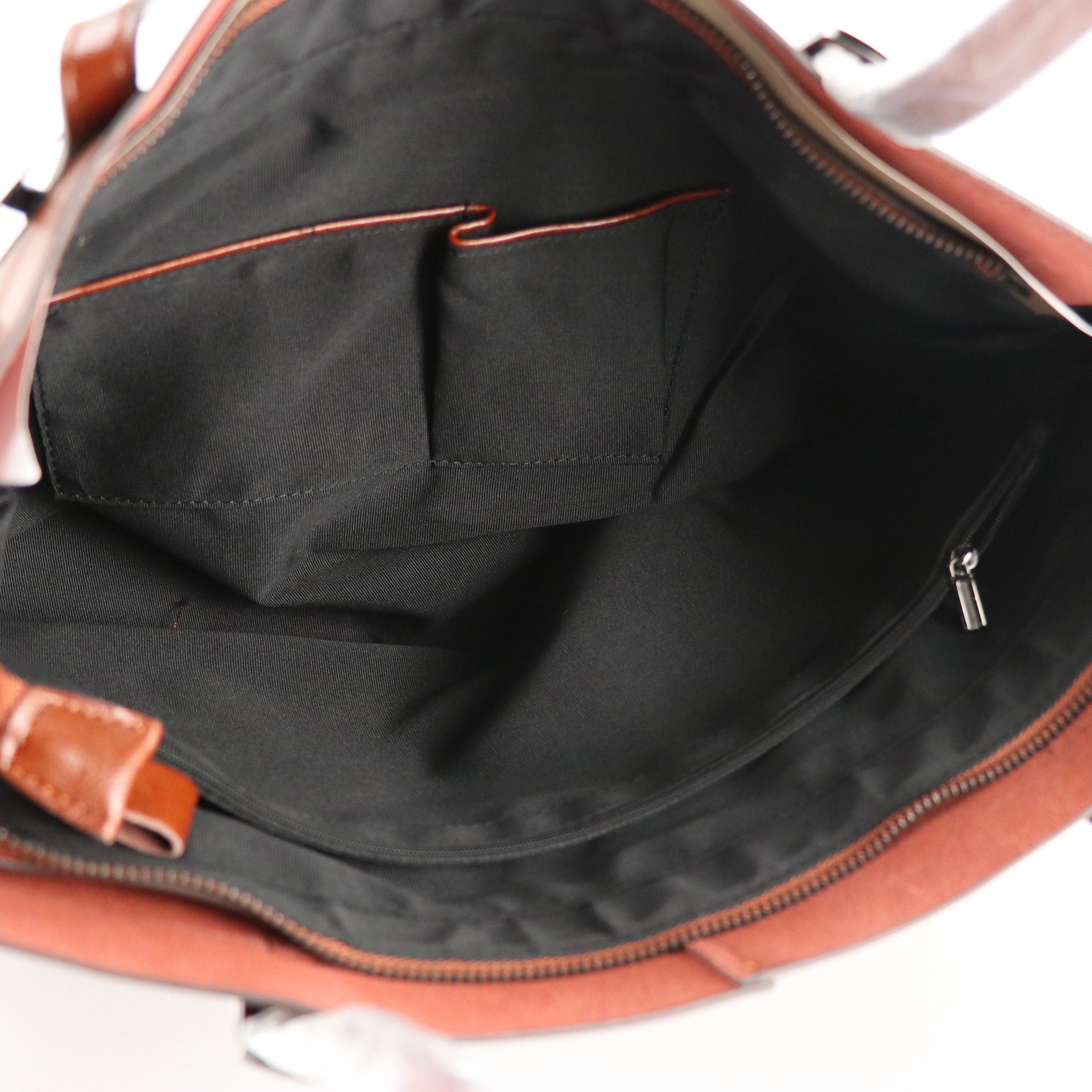 Kattee Shiny Brown Leather Shoulder Tote