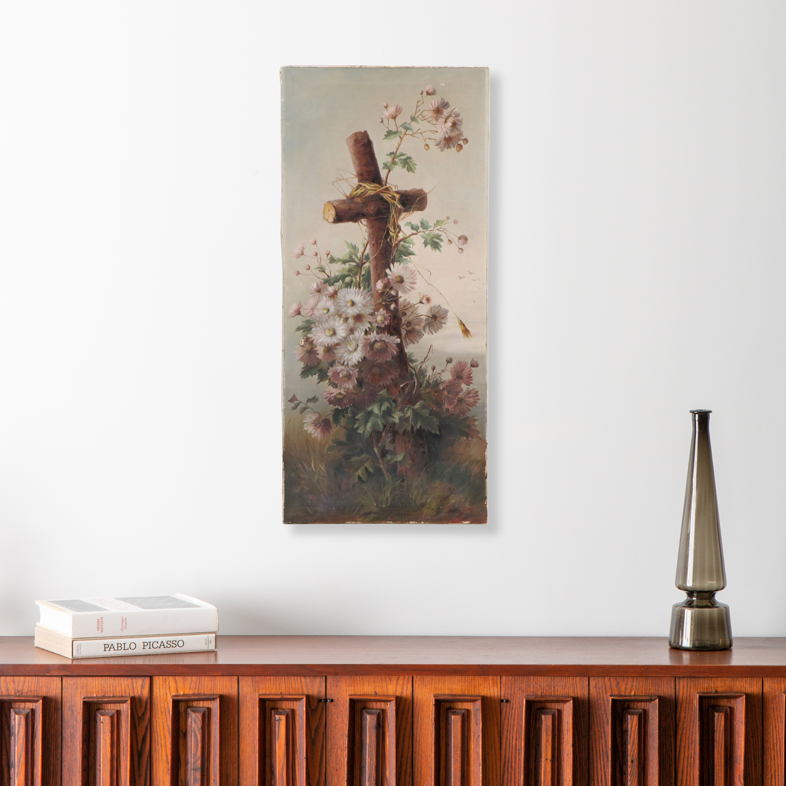 Antique American School Oil Painting, 1895